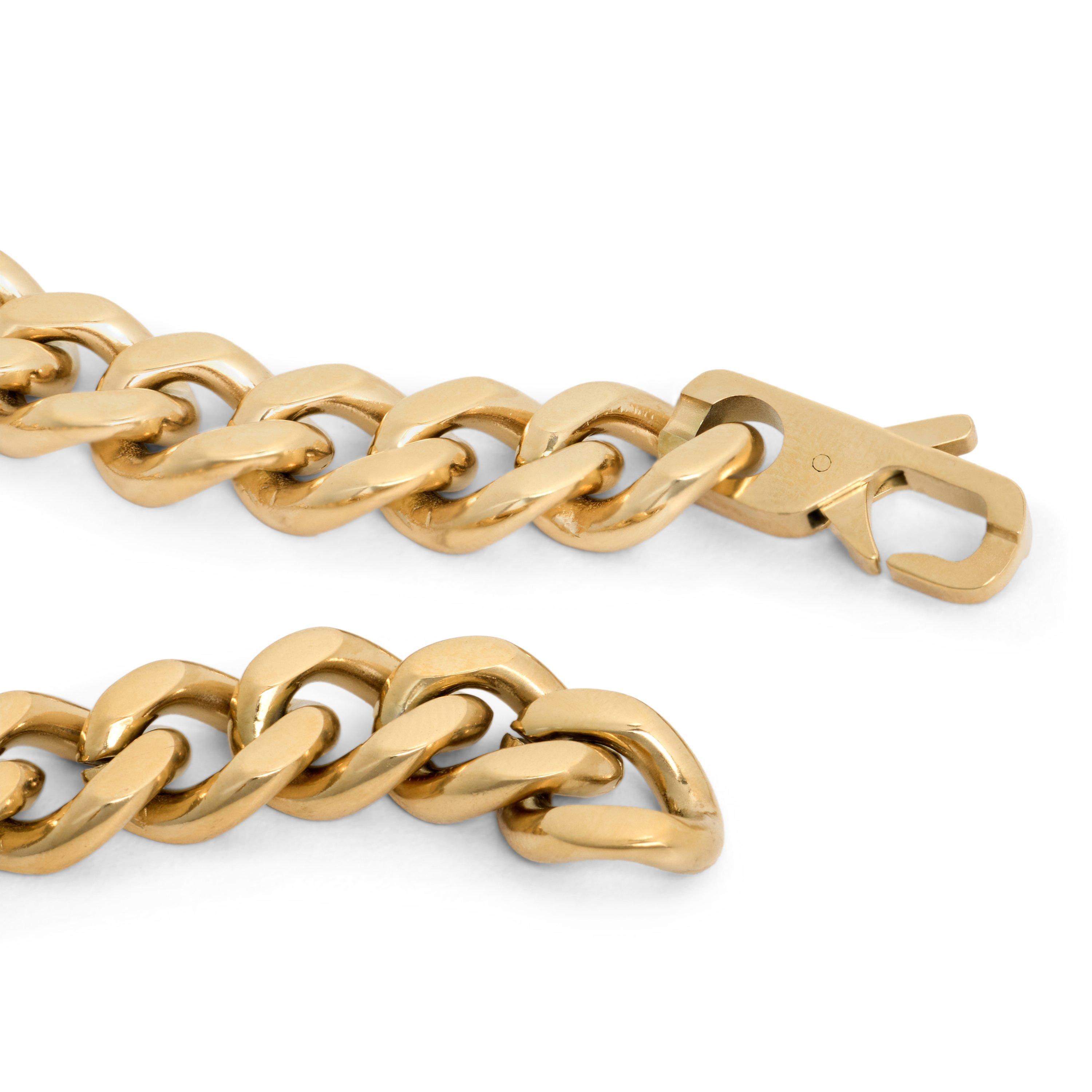 Yellow Tone - Guess - Men's Lion Coin Chain Bracelet - 2