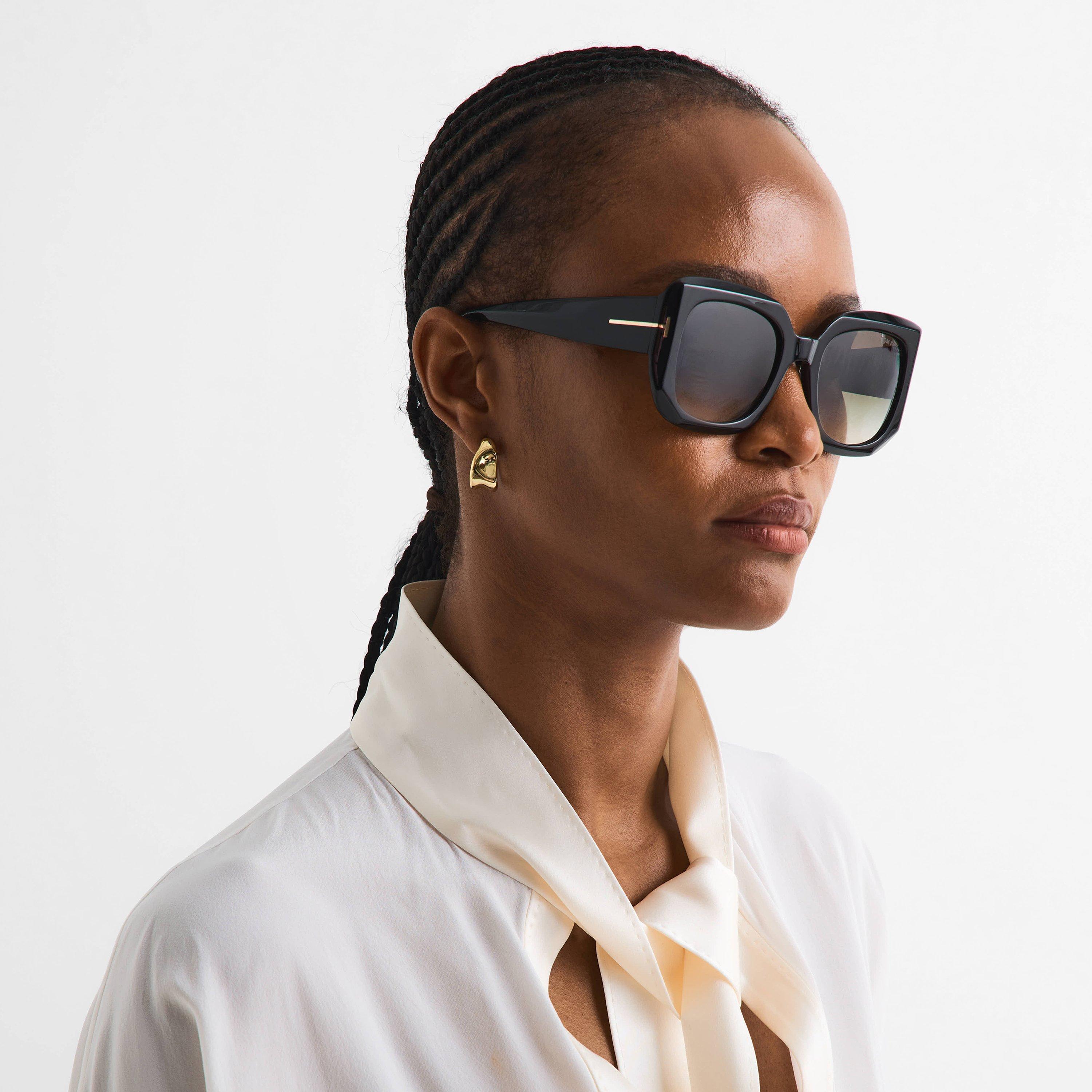 Shiny Black - Tom Ford - Women's Square Sunglasses - 3