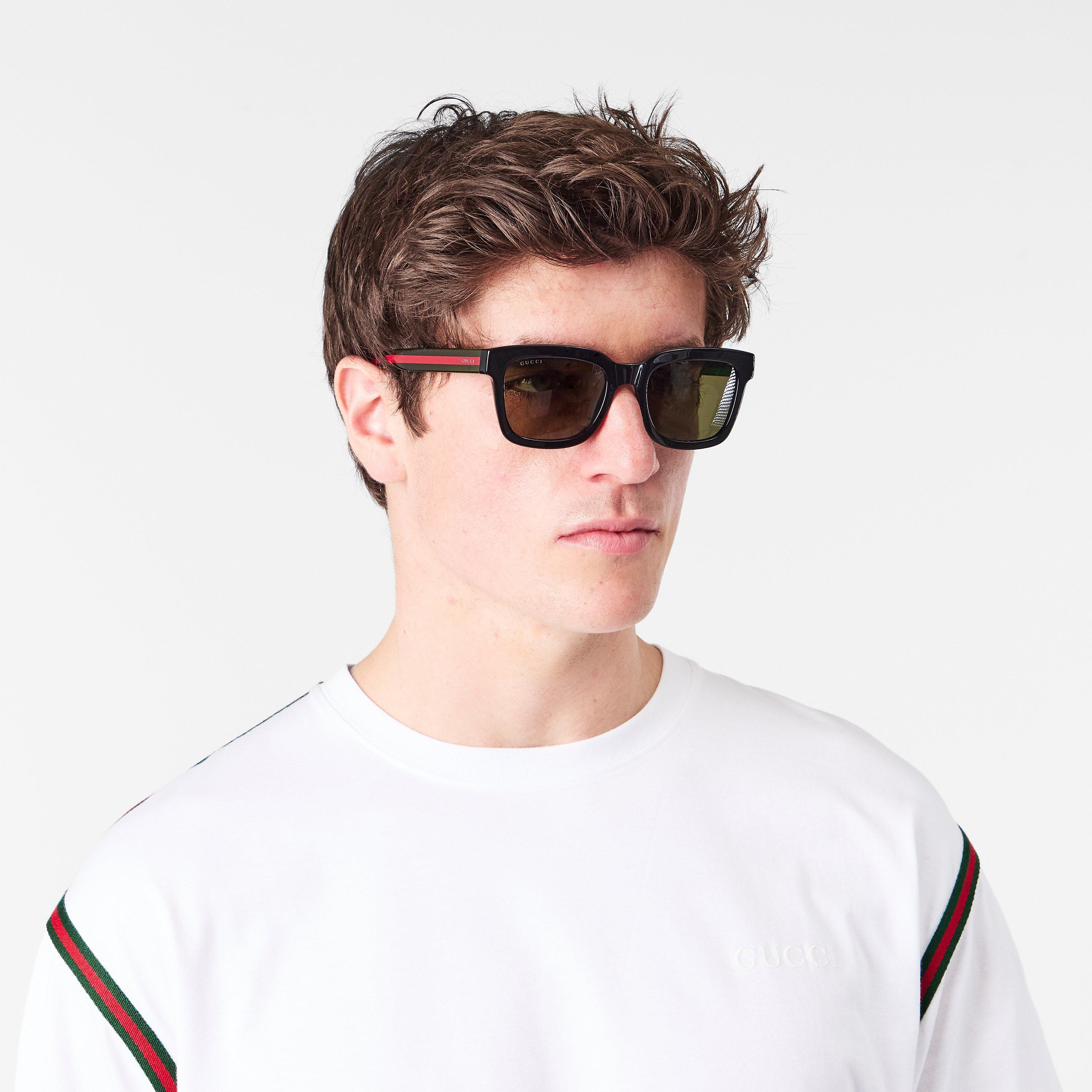 Black - Gucci - Men's Square Logo Sunglasses - 3