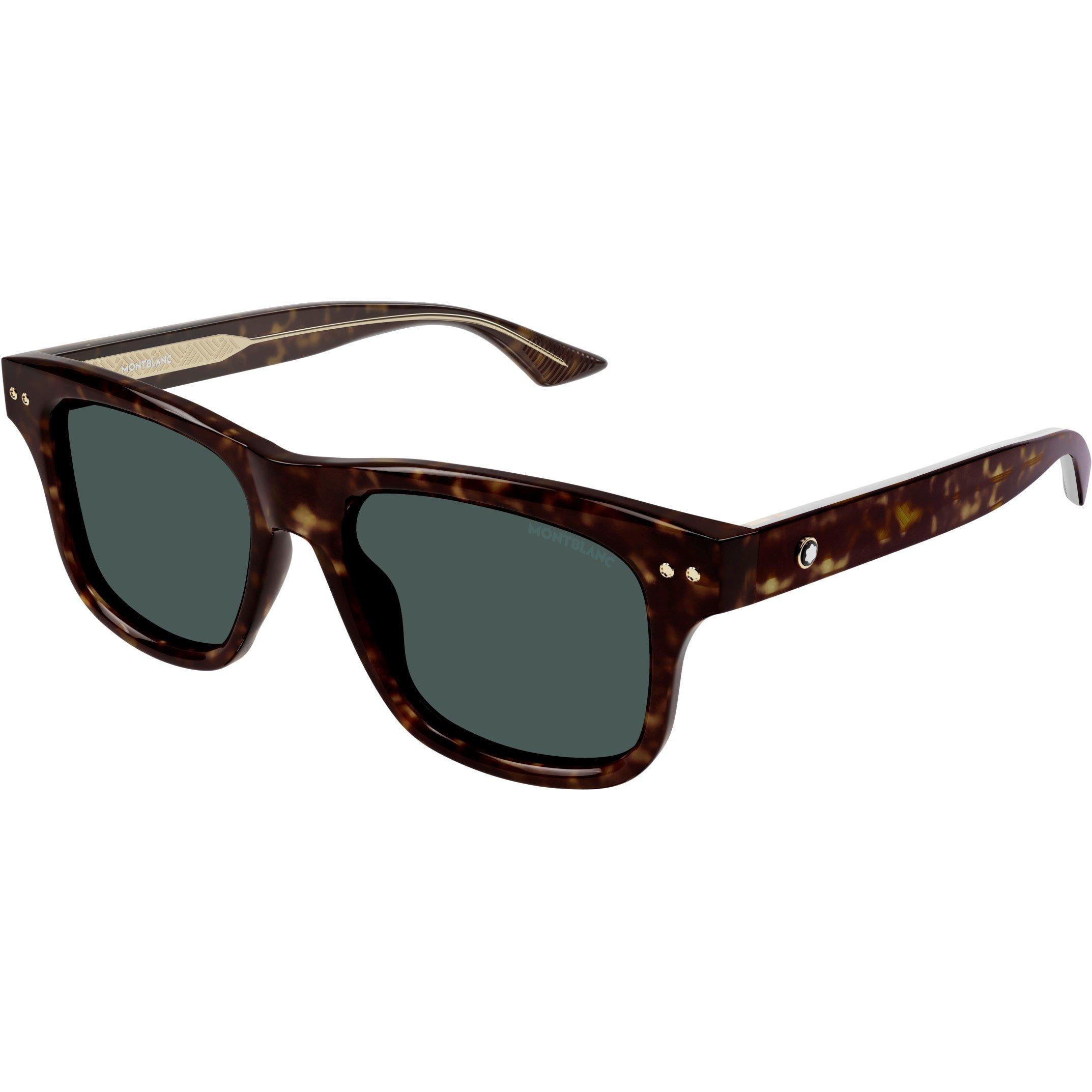 Havana/Green - Montblanc - Men's Tortoiseshell Acetate Rectangle Wayfarer Sunglasses - 1