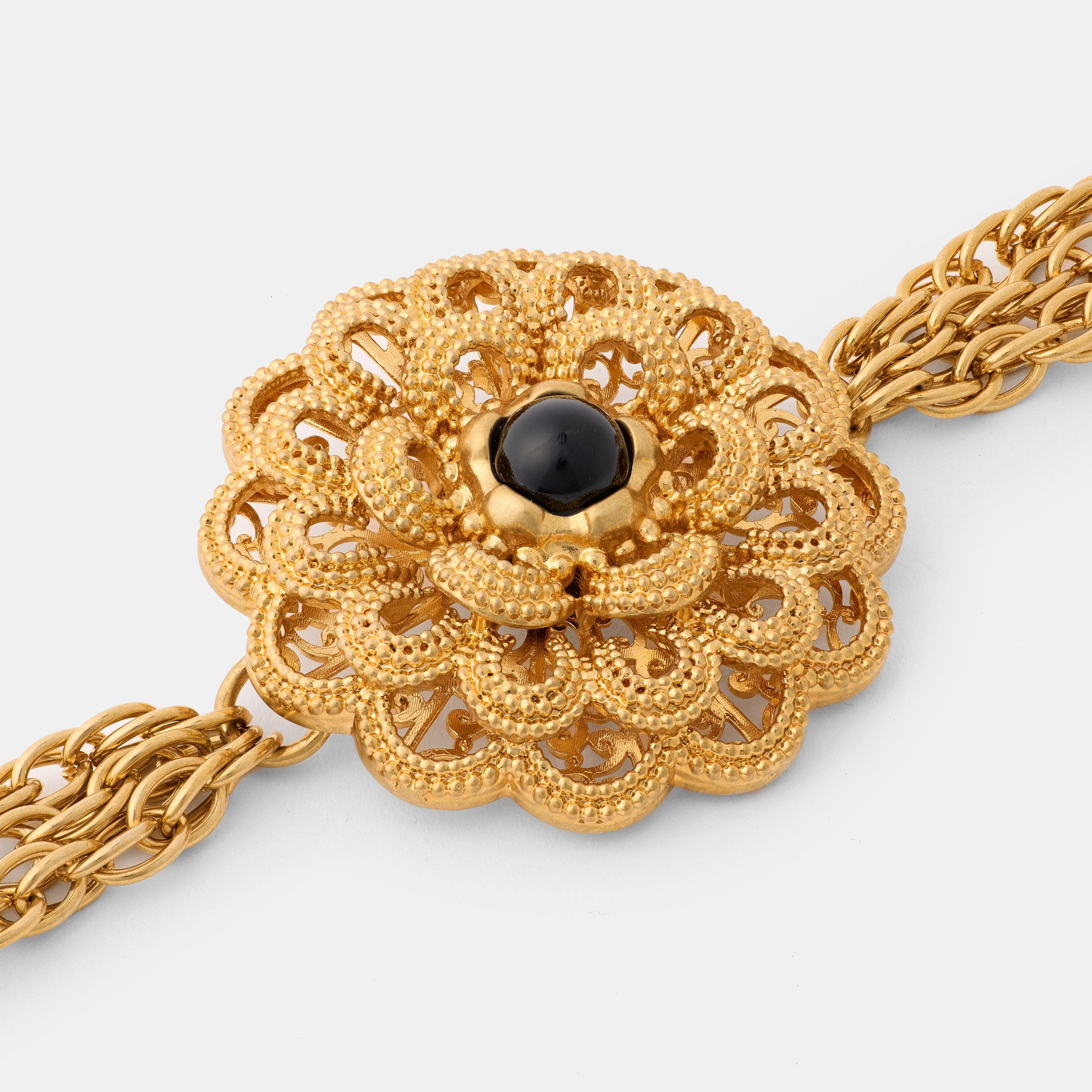 Gold Black - Chloe - Chloe Flower Ncklace Ld62 - 2