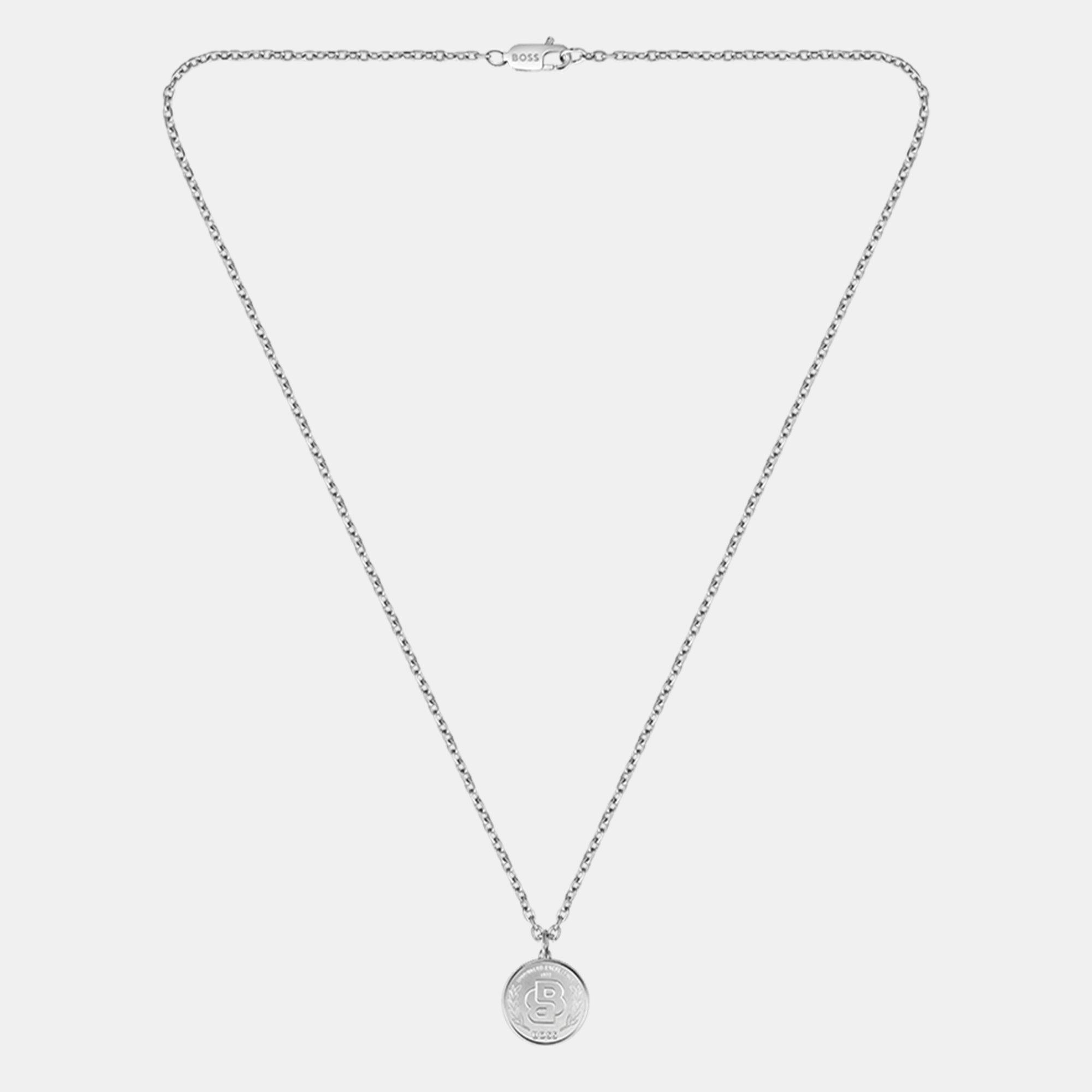 Boss Gents BOSS Double B Medallion Necklace and Bracelet - Silver