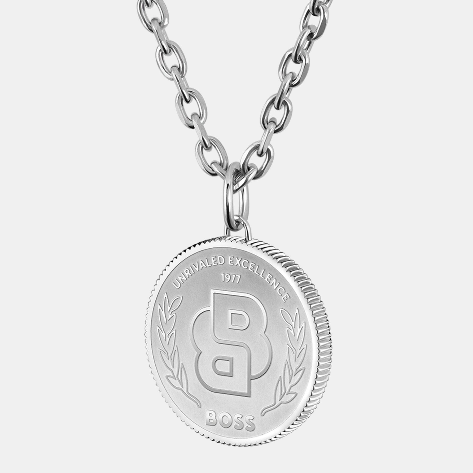 Silver - Boss - Gents BOSS Double B Medallion Necklace and Bracelet - 2