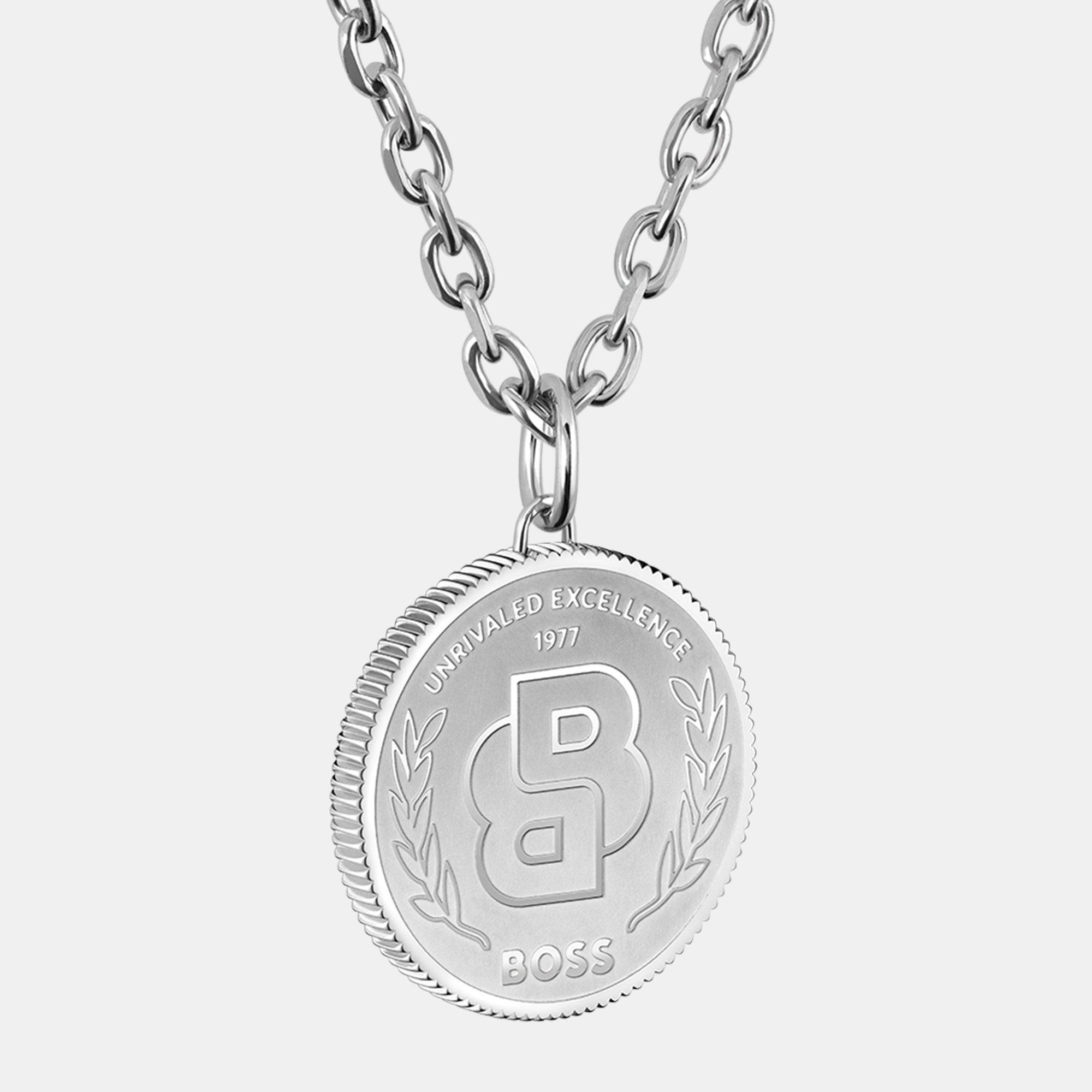 Silver - Boss - Gents BOSS Double B Medallion Necklace and Bracelet - 3