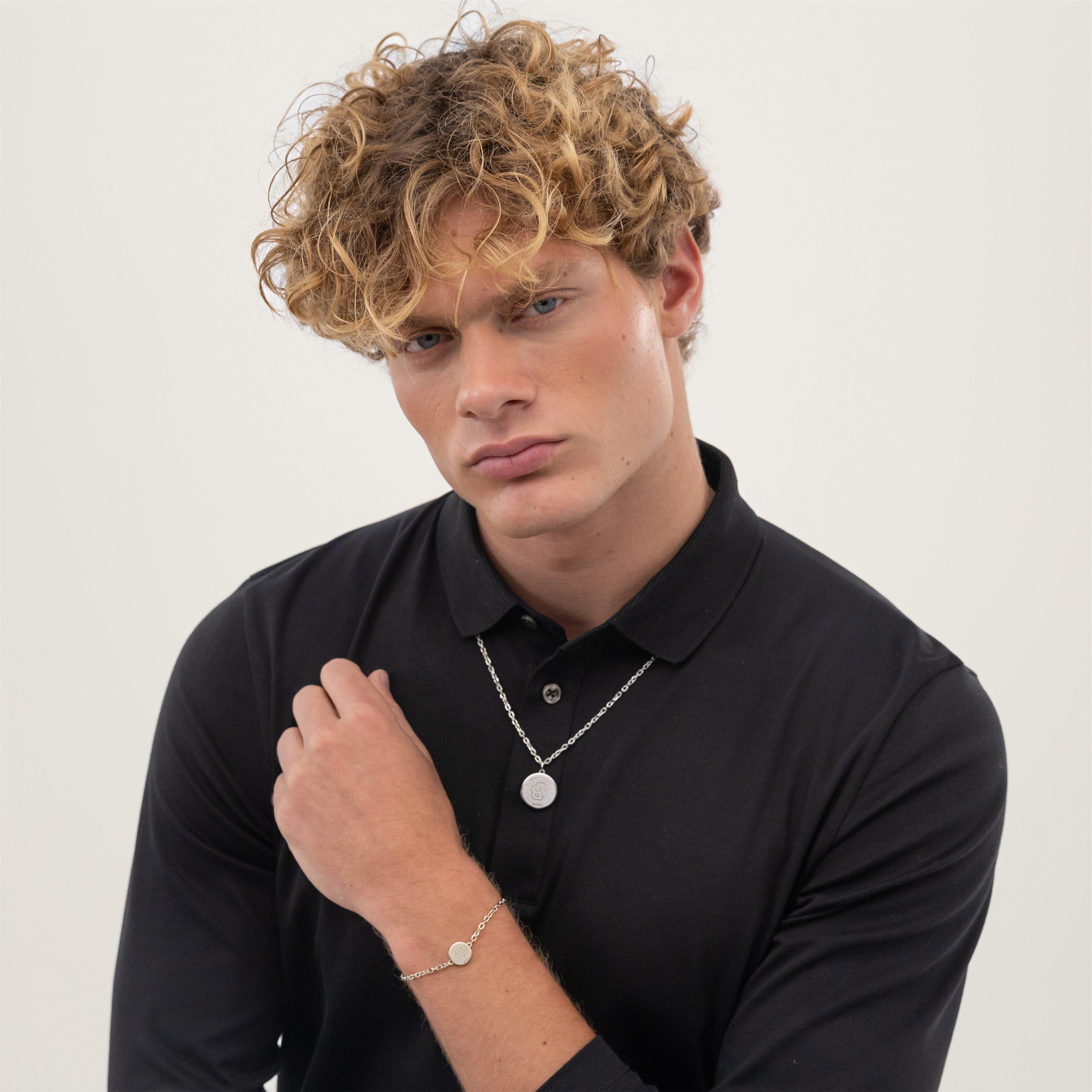 Silver - Boss - Gents BOSS Double B Medallion Necklace and Bracelet - 5