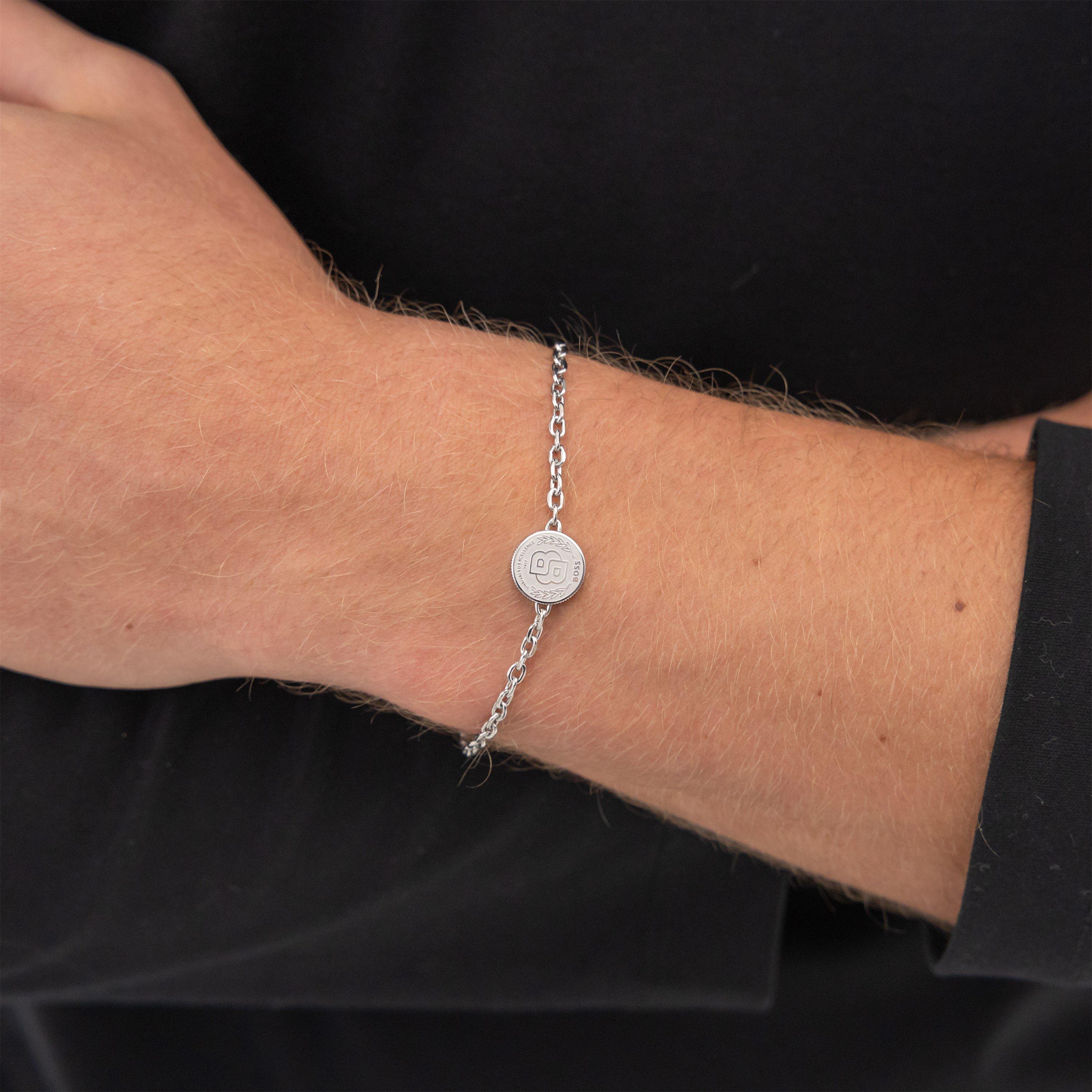 Silver - Boss - Gents BOSS Double B Medallion Necklace and Bracelet - 4