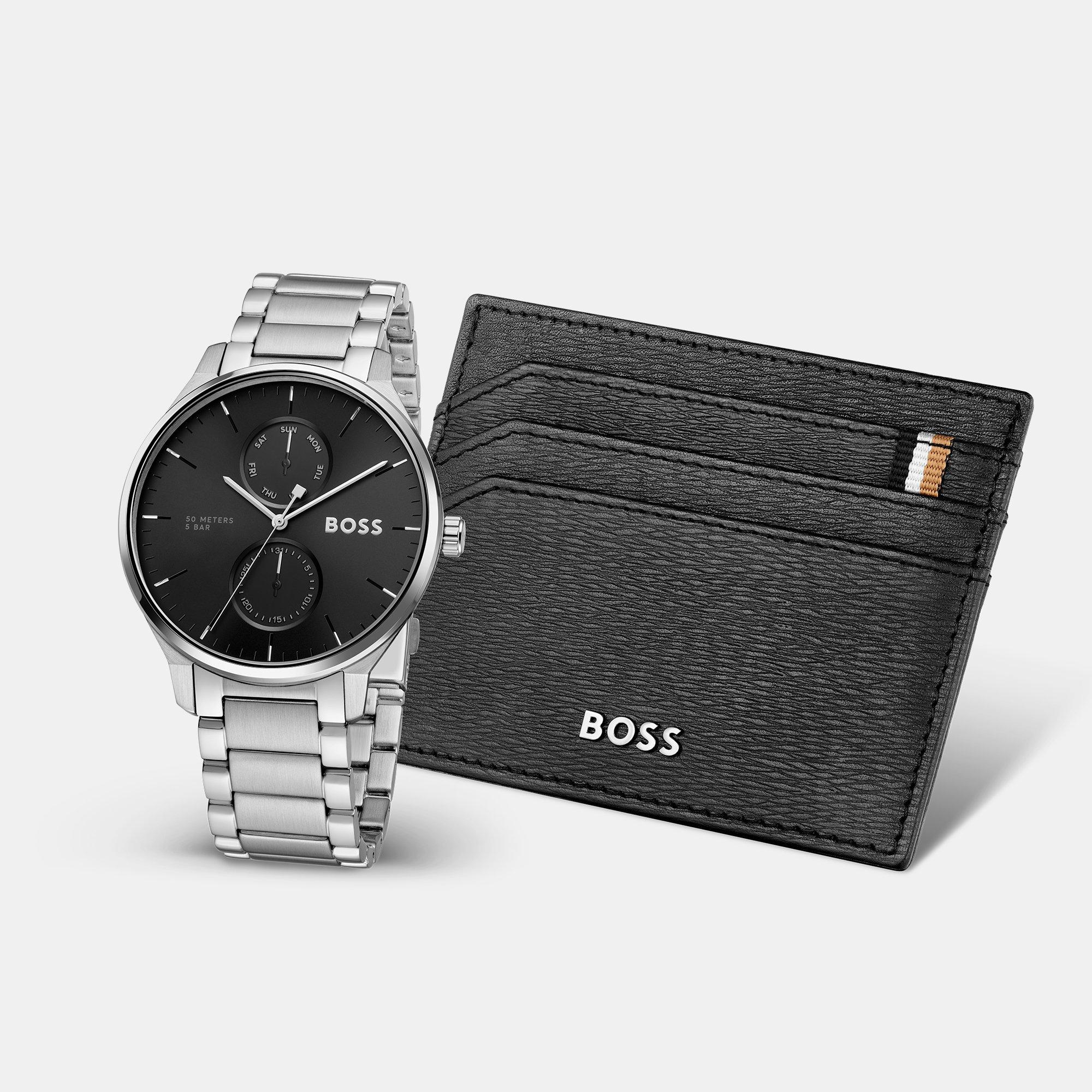 Silver - Boss - Gents BOSS Tyler A Watch and Card Holder Gift Set - 2