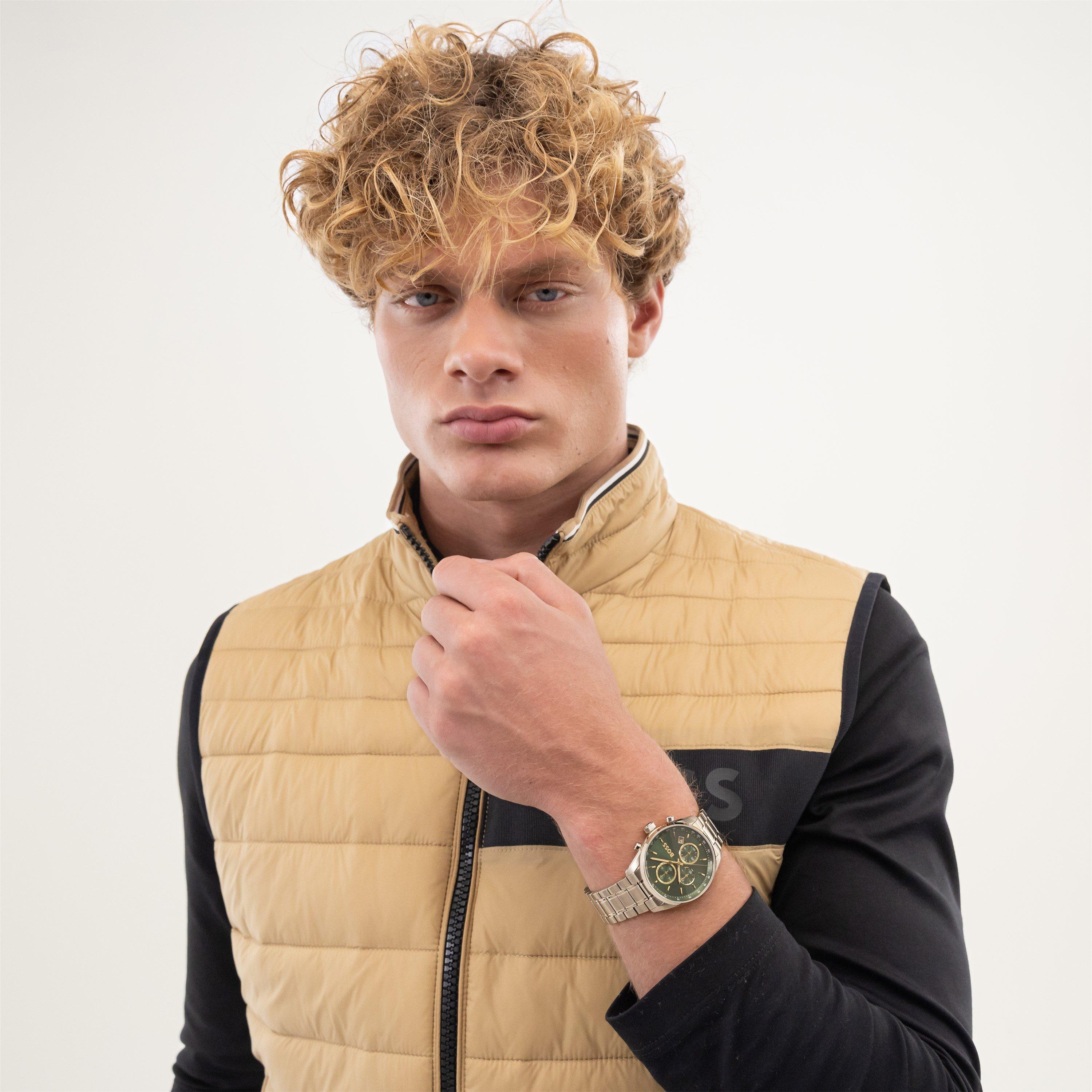 Silver - Boss - Gents BOSS Grand Prix Chronograph with Green Dial - 4