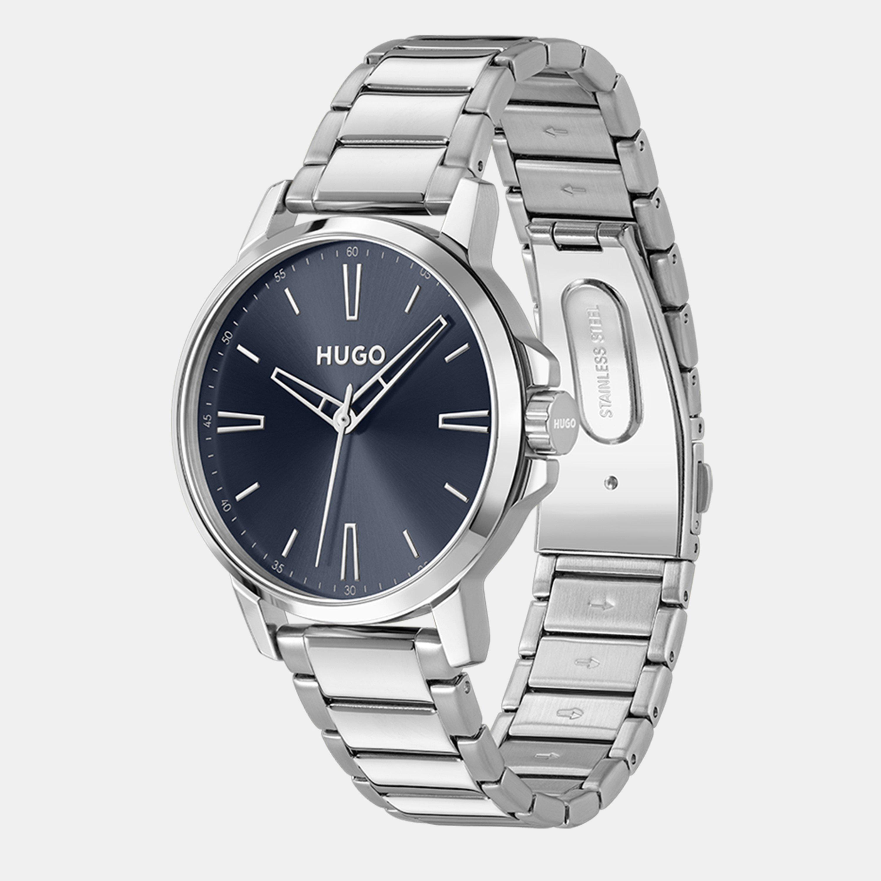 Hugo Men's Gents #Smooth Stainless Steel Bracelet Watch - Silver