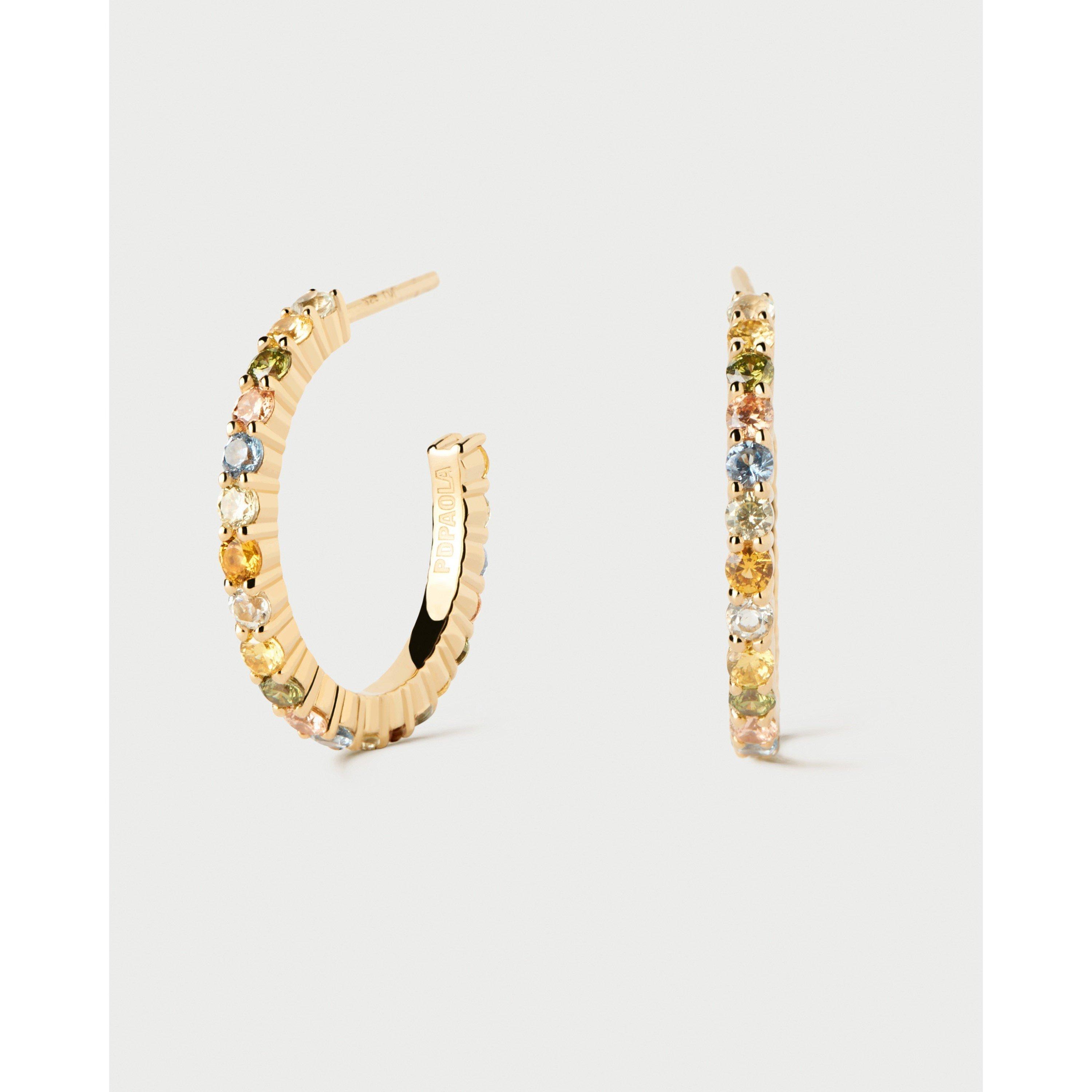 Gold - PDPAOLA - PDPAOLA Rainbow Hoop Earrings