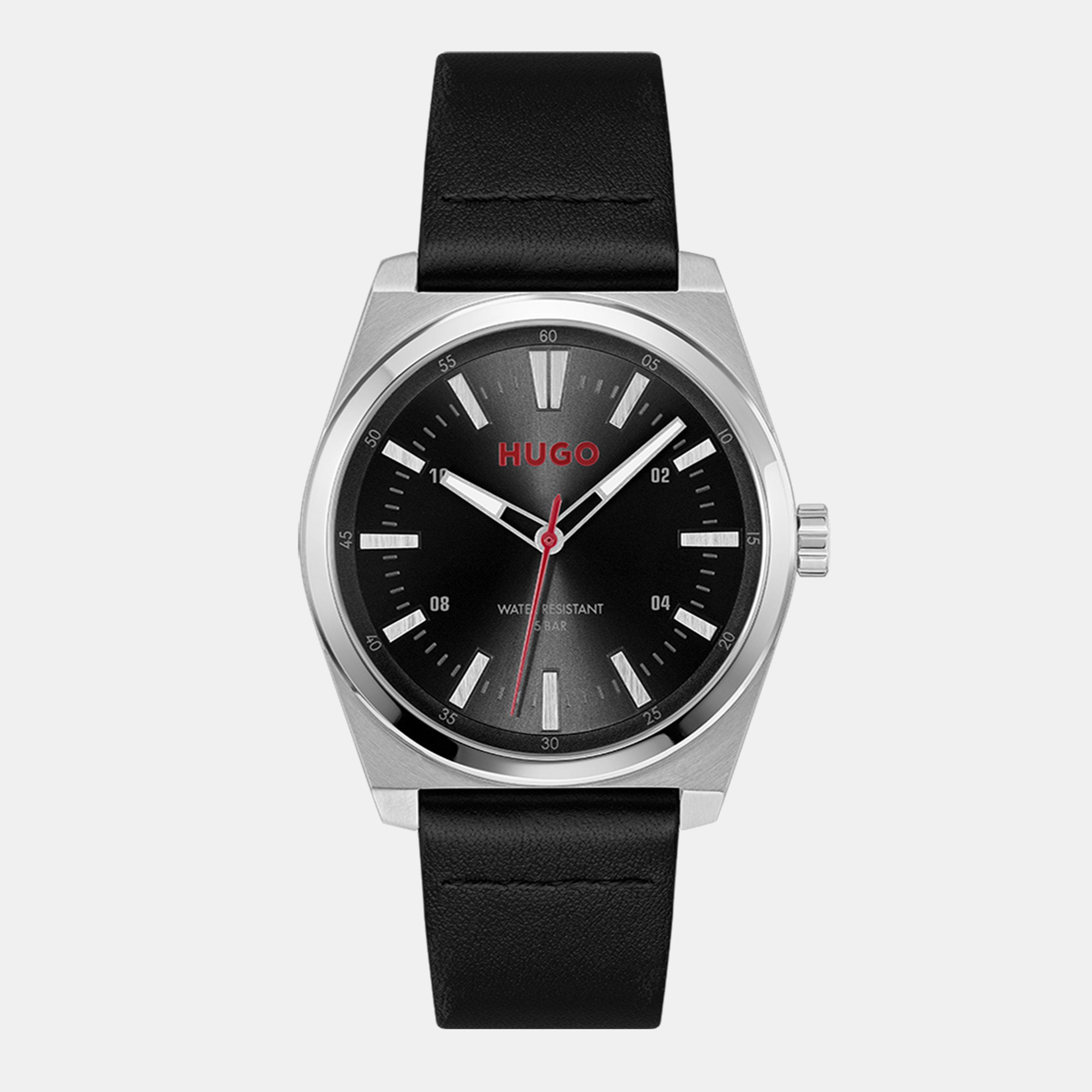 Hugo Gents HUGO #ARK Black Leather Strap Watch