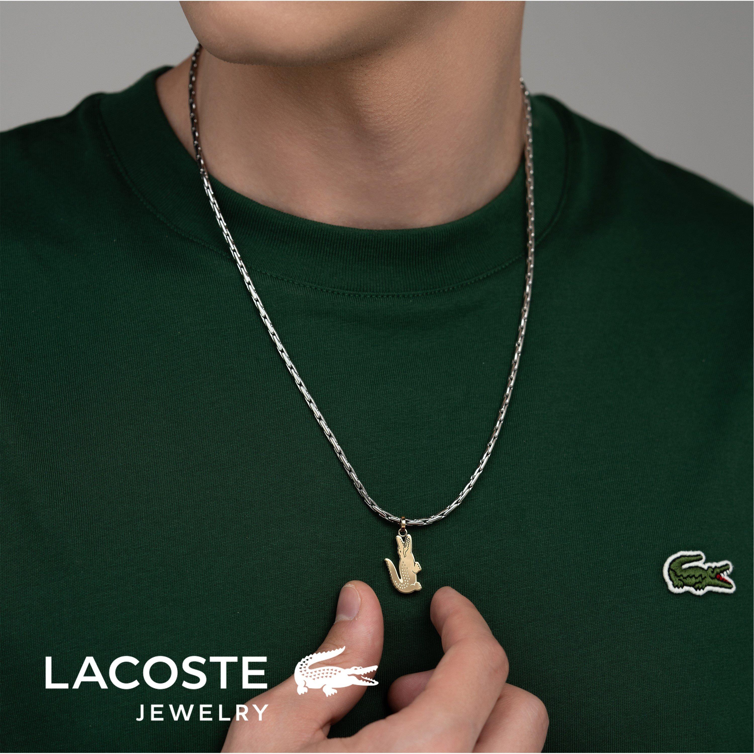 Silver - Lacoste - Lacoste Mens Arthor Crocodile Box Chain Necklace - 4