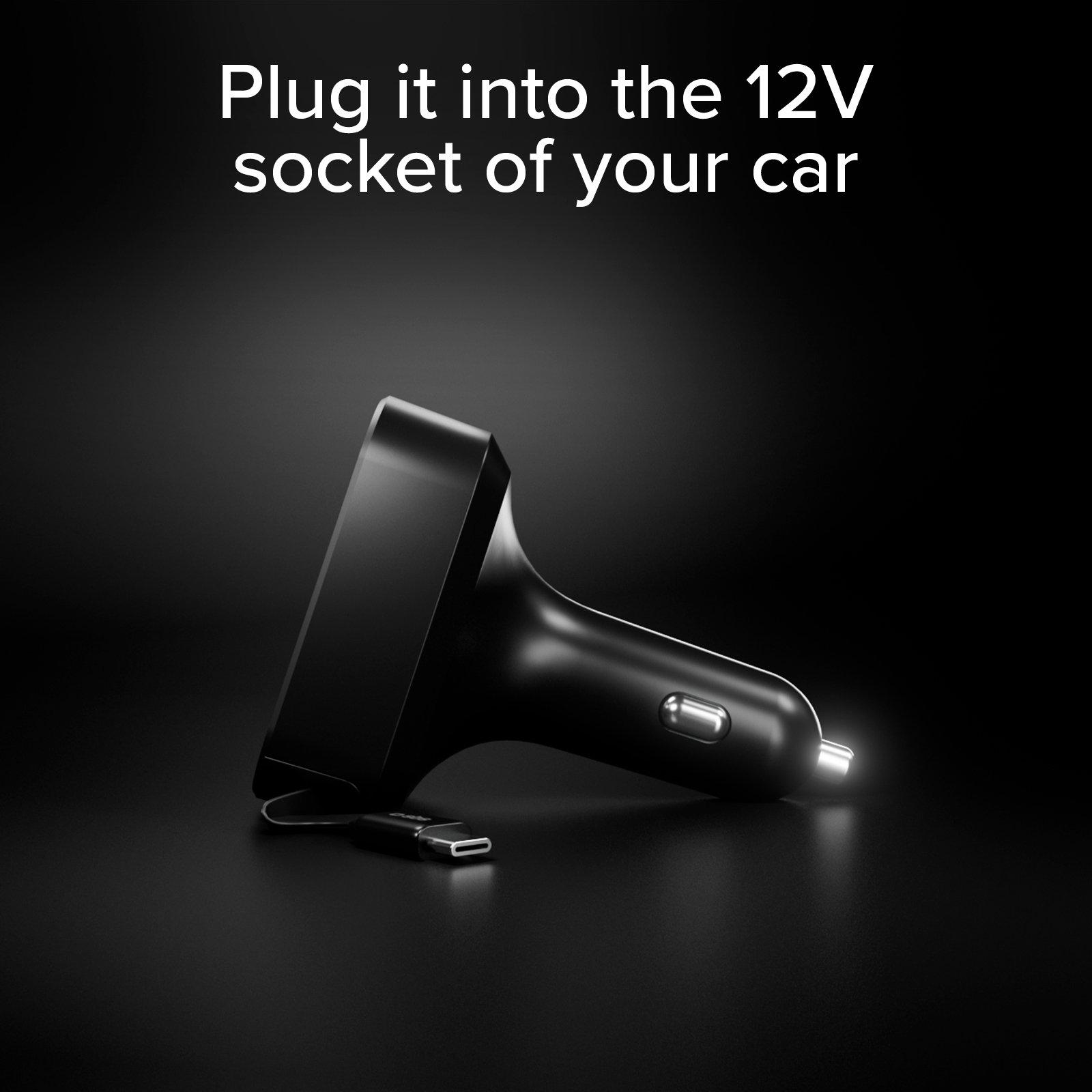 Black - SBS - 3-in-1 Car charger with integrated retractable cable - 7