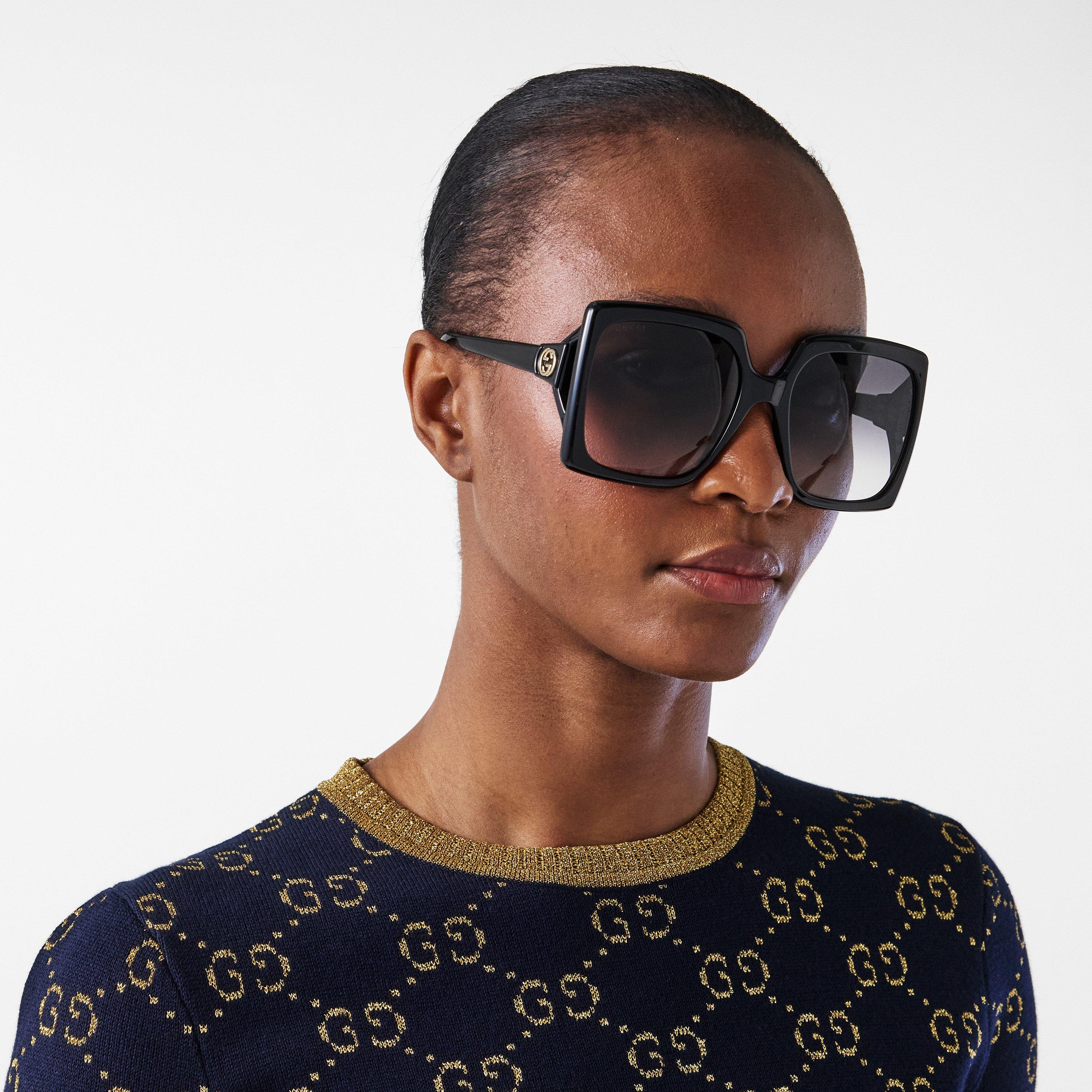 Black - Gucci - Women's Retro Gucci Sunglasses - 3