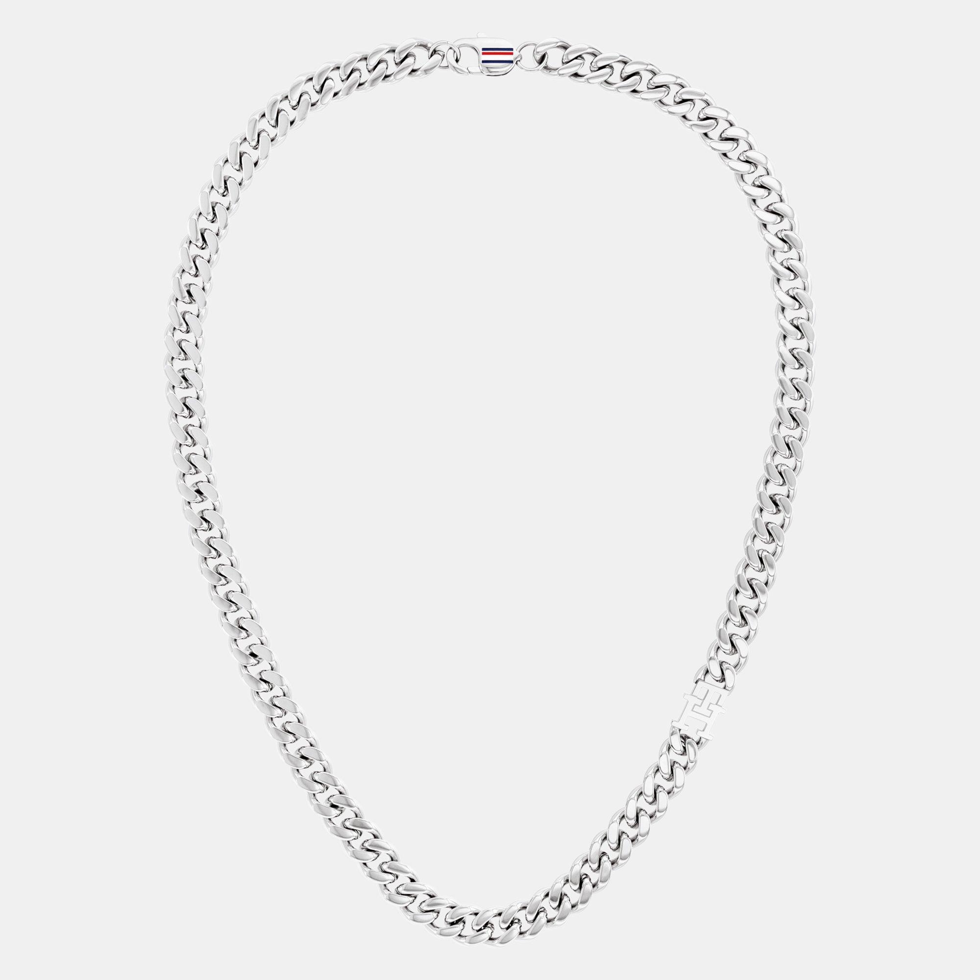 Silver - Tommy Hilfiger - Men’s TH85 Stainless Steel Curb Chain Necklace - 1