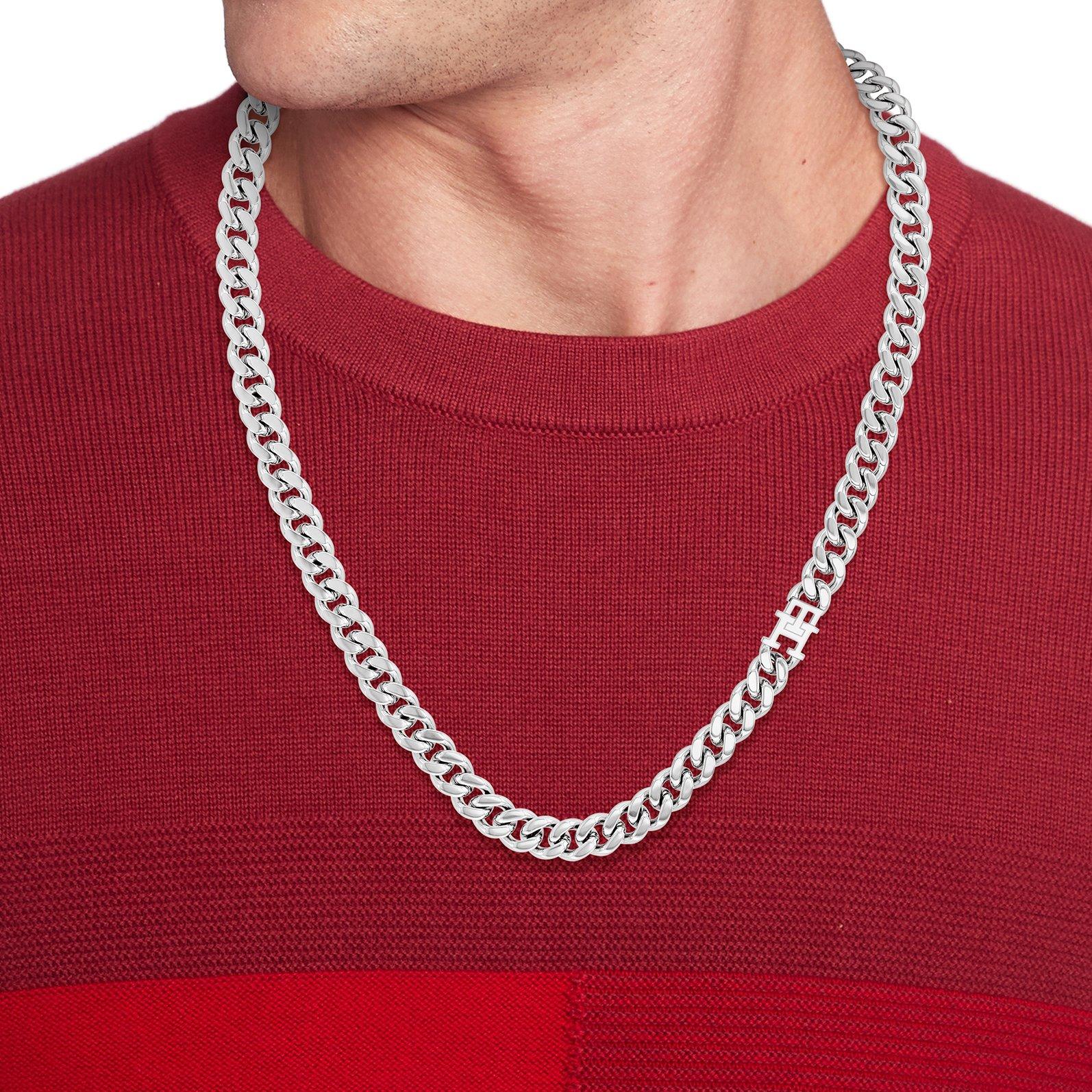 Silver - Tommy Hilfiger - Tommy Hilfiger Men’s TH85 Stainless Steel Curb Chain Necklace - 3