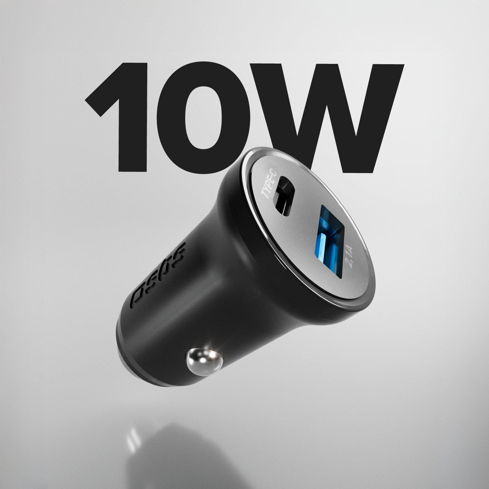 Black - SBS - In-car Battery charger USB Type-C & USB type A - 3