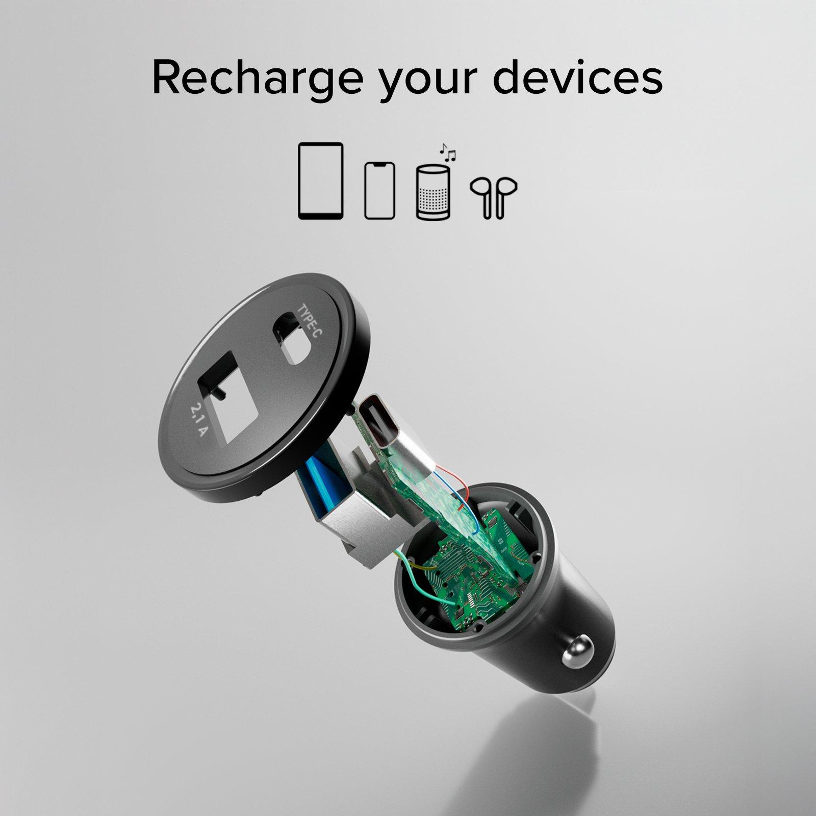 Black - SBS - In-car Battery charger USB Type-C & USB type A - 4