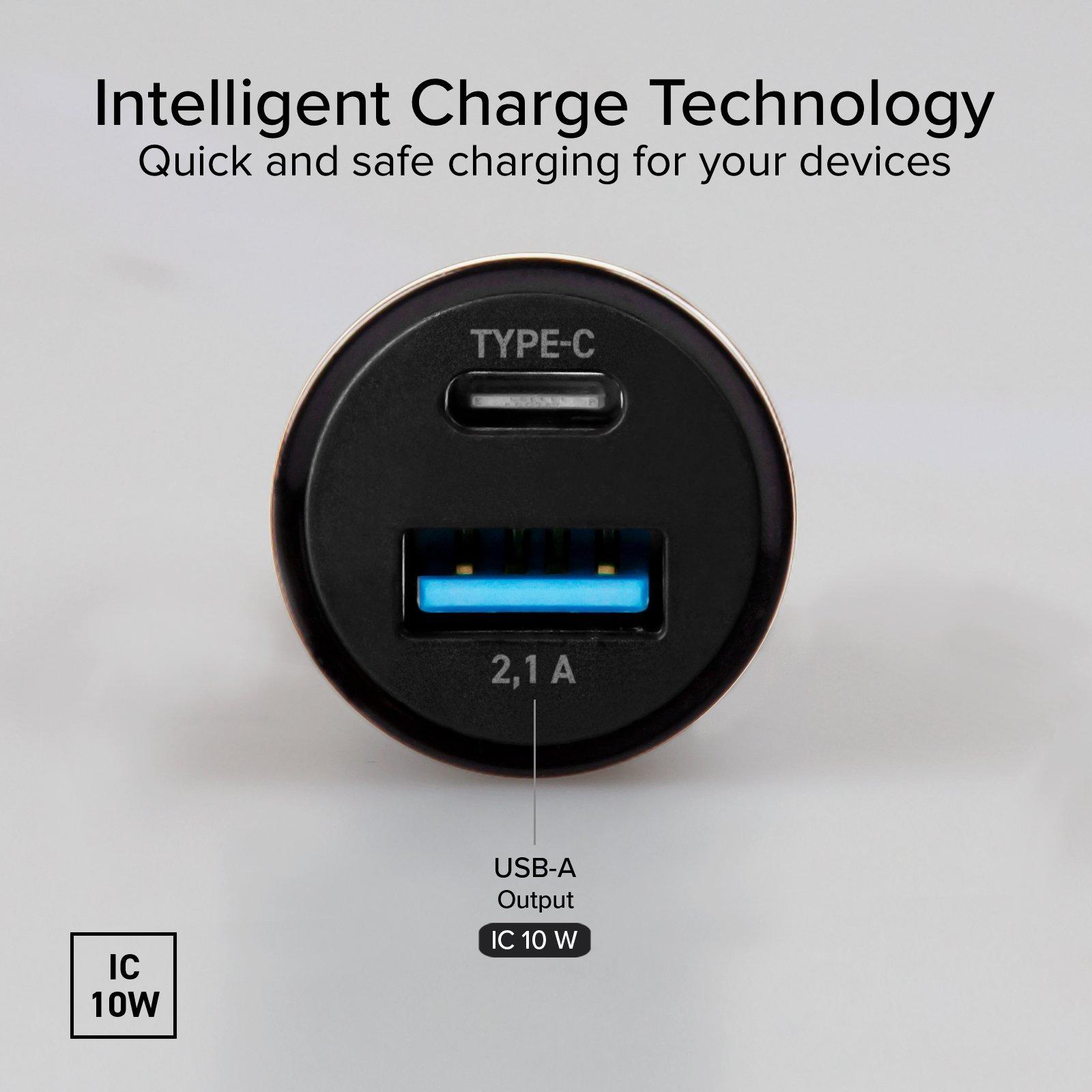 Black - SBS - In-car Battery charger USB Type-C & USB type A - 5