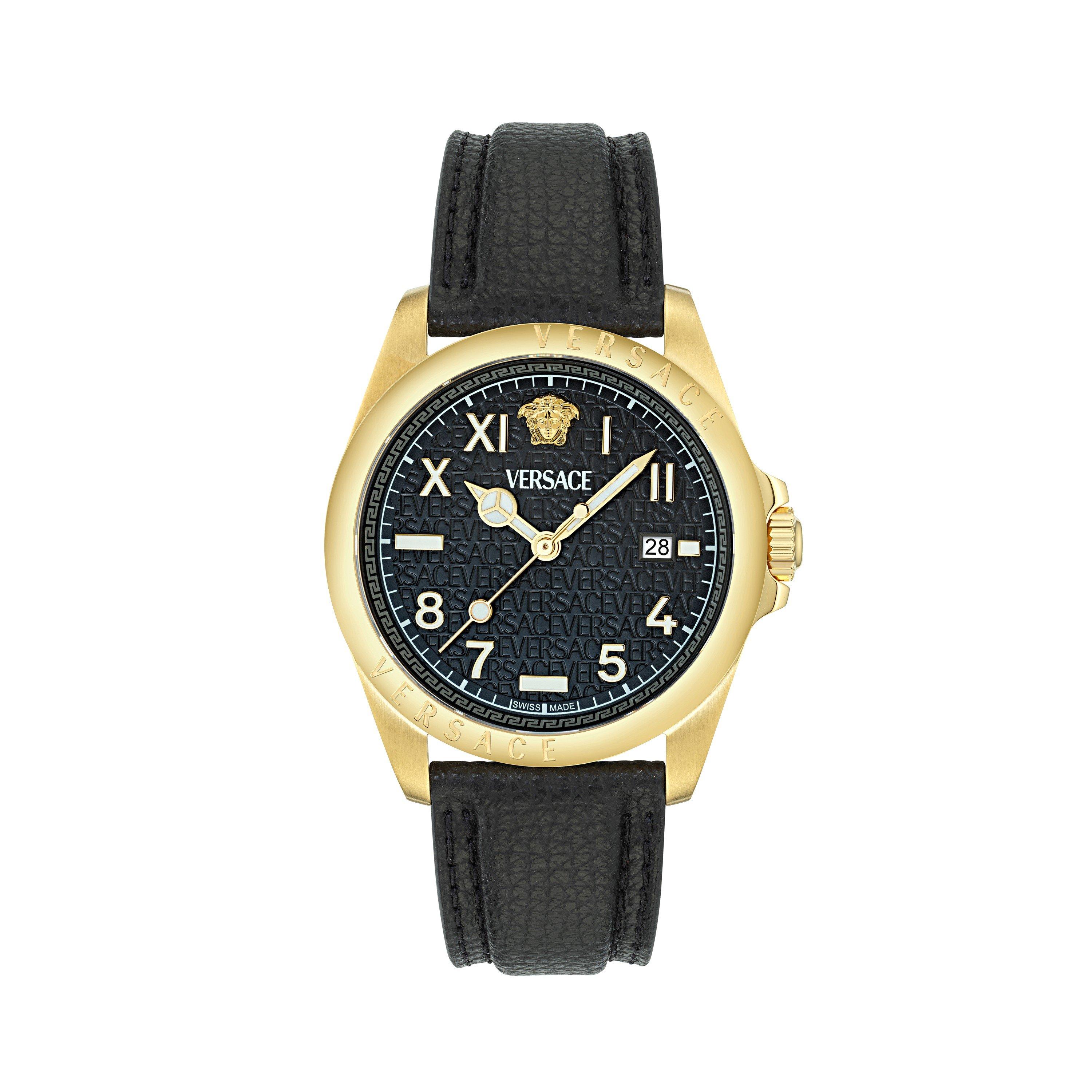Versace Men's Anteo Quartz Analogue Watch - Black/Gold - Size 41 mm