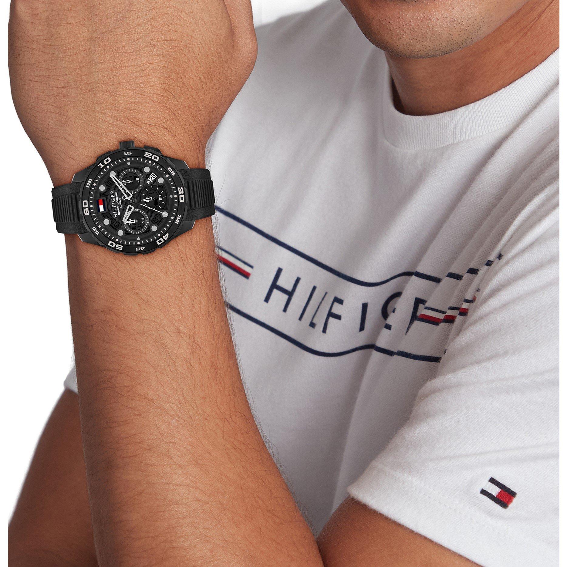 Black - Tommy Hilfiger - Mens Regatta Silicone Watch - 4