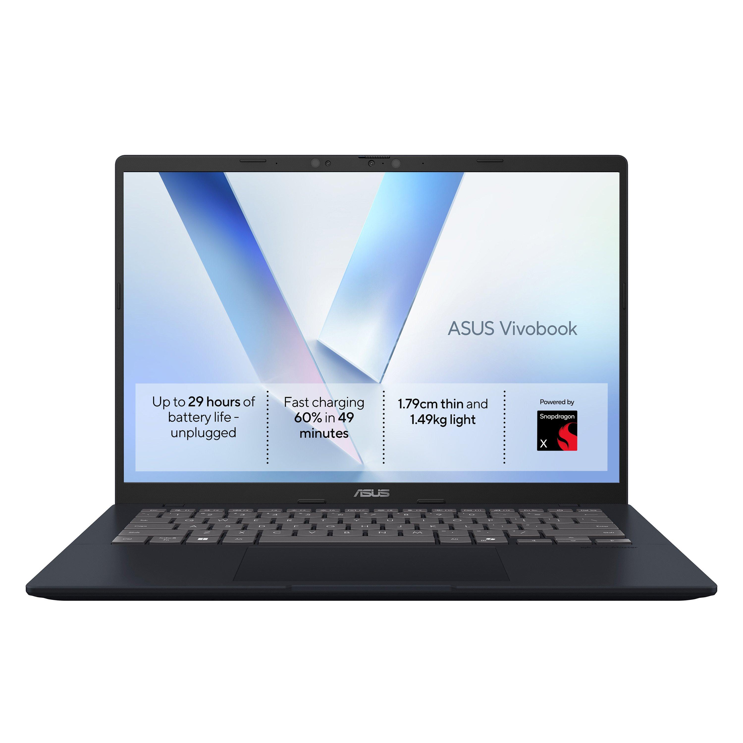 Blue - ASUS - ASUS Vivobook 14 14 WUXGA Laptop - Snapdragon X X1-26-100 8GB RAM 256GB SSD Windows 11 Home - 1