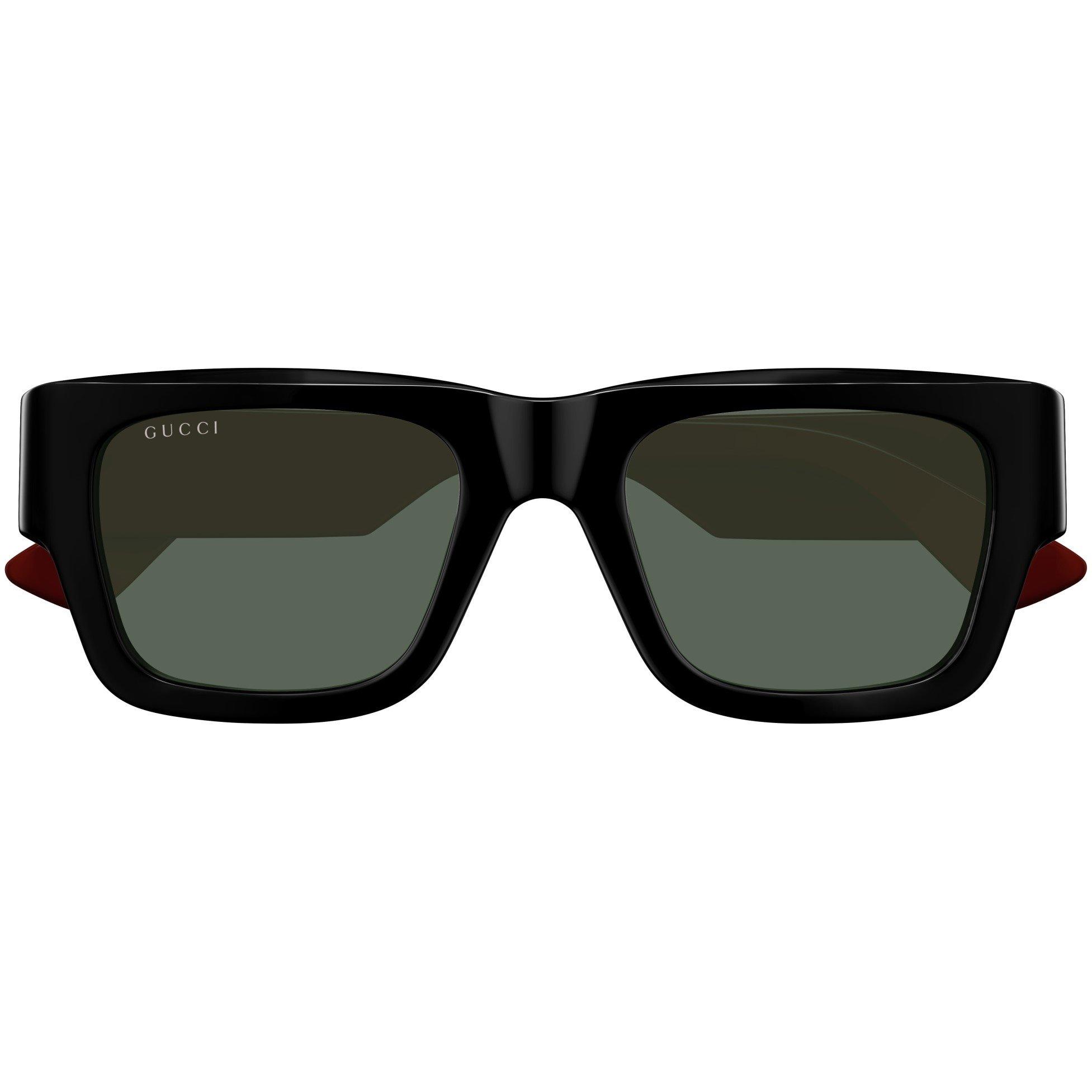 Black/Green/Red - Gucci - Square Full Rim Sunglasses - 5