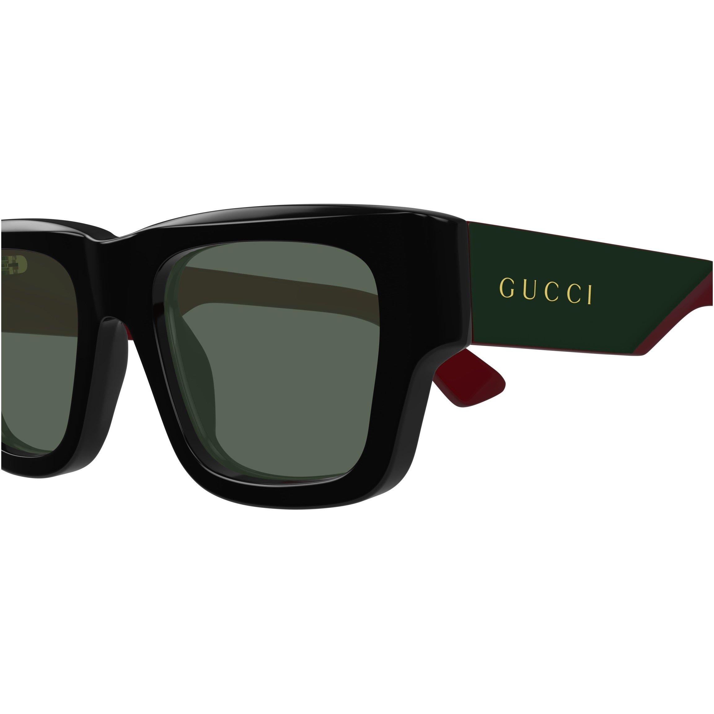 Black/Green/Red - Gucci - Square Full Rim Sunglasses - 6