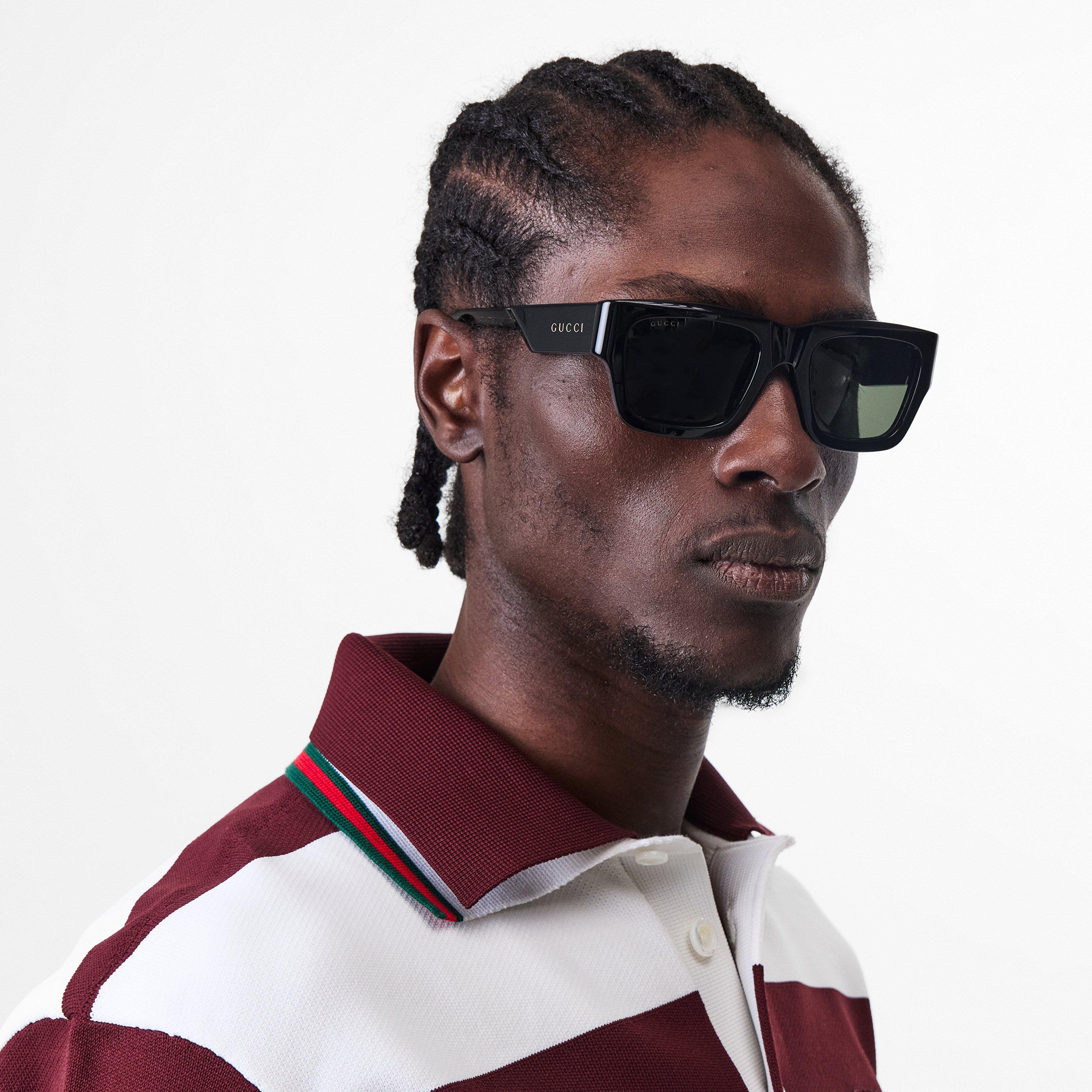 Blck/Hvan/Grey - Gucci - Square Full Rim Sunglasses - 3