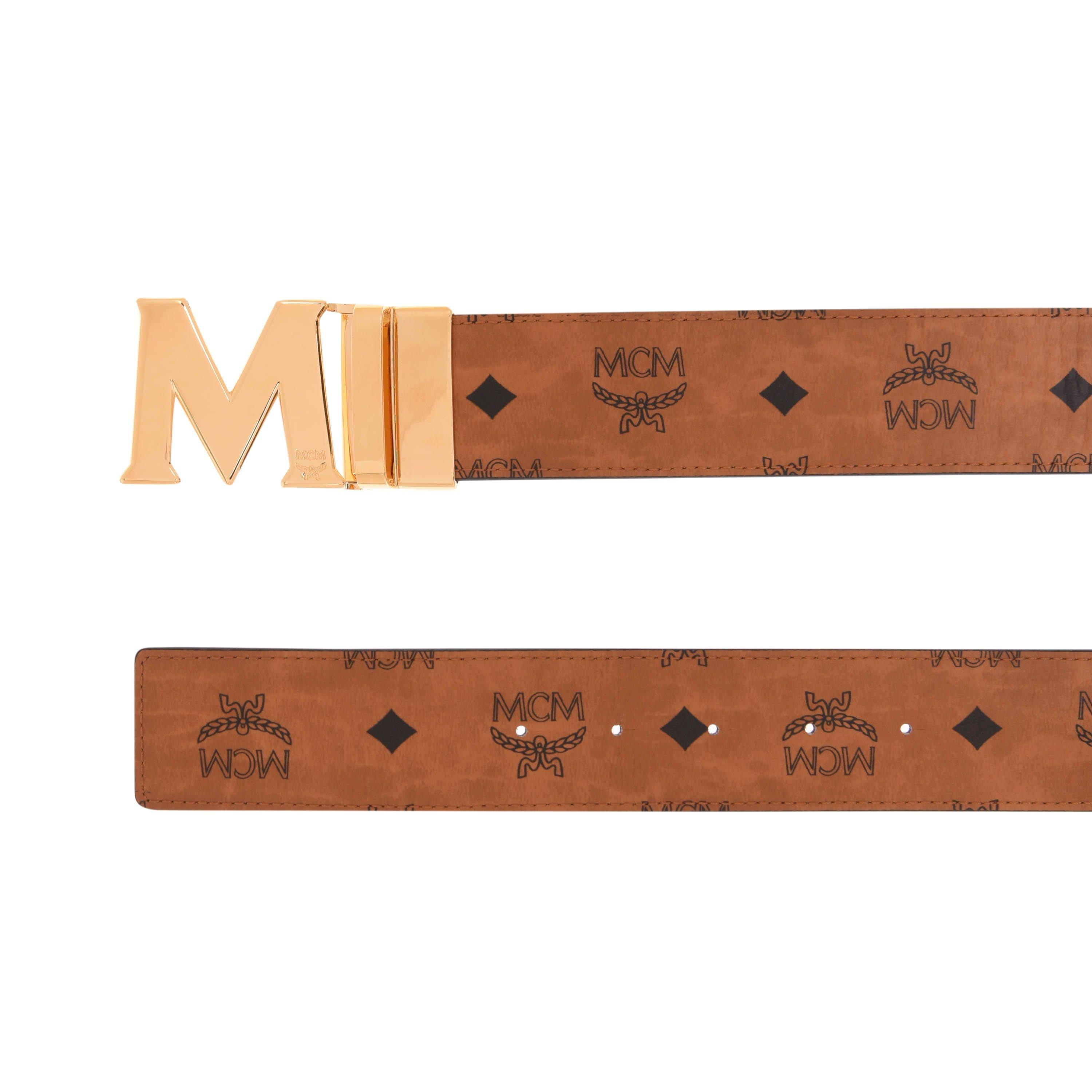 Cognac/Gold - MCM - Claus Reversible Belt - 4