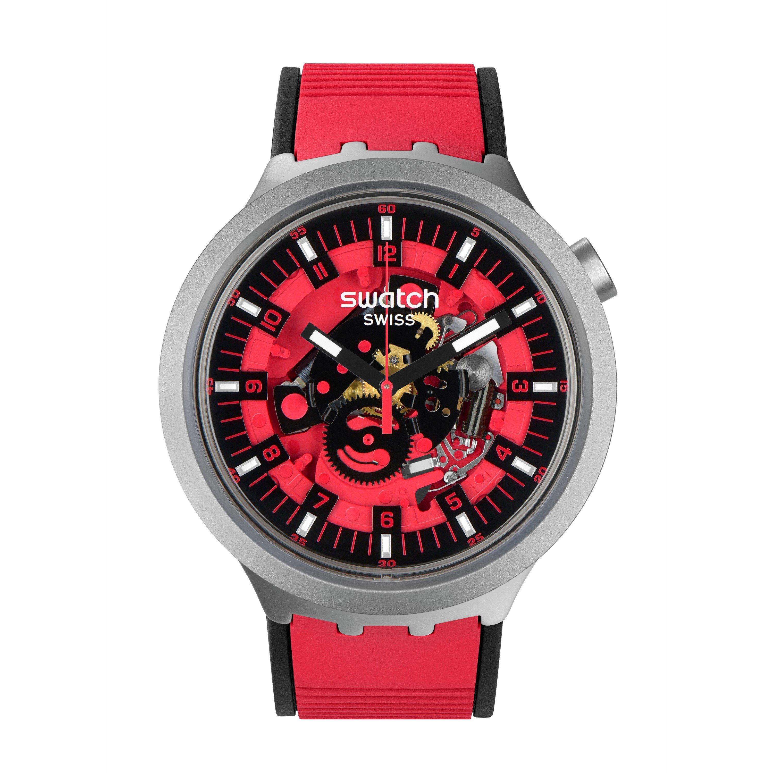Red/Silver - Swatch - Men's Red Juicy Analogue Quartz Watch - 1