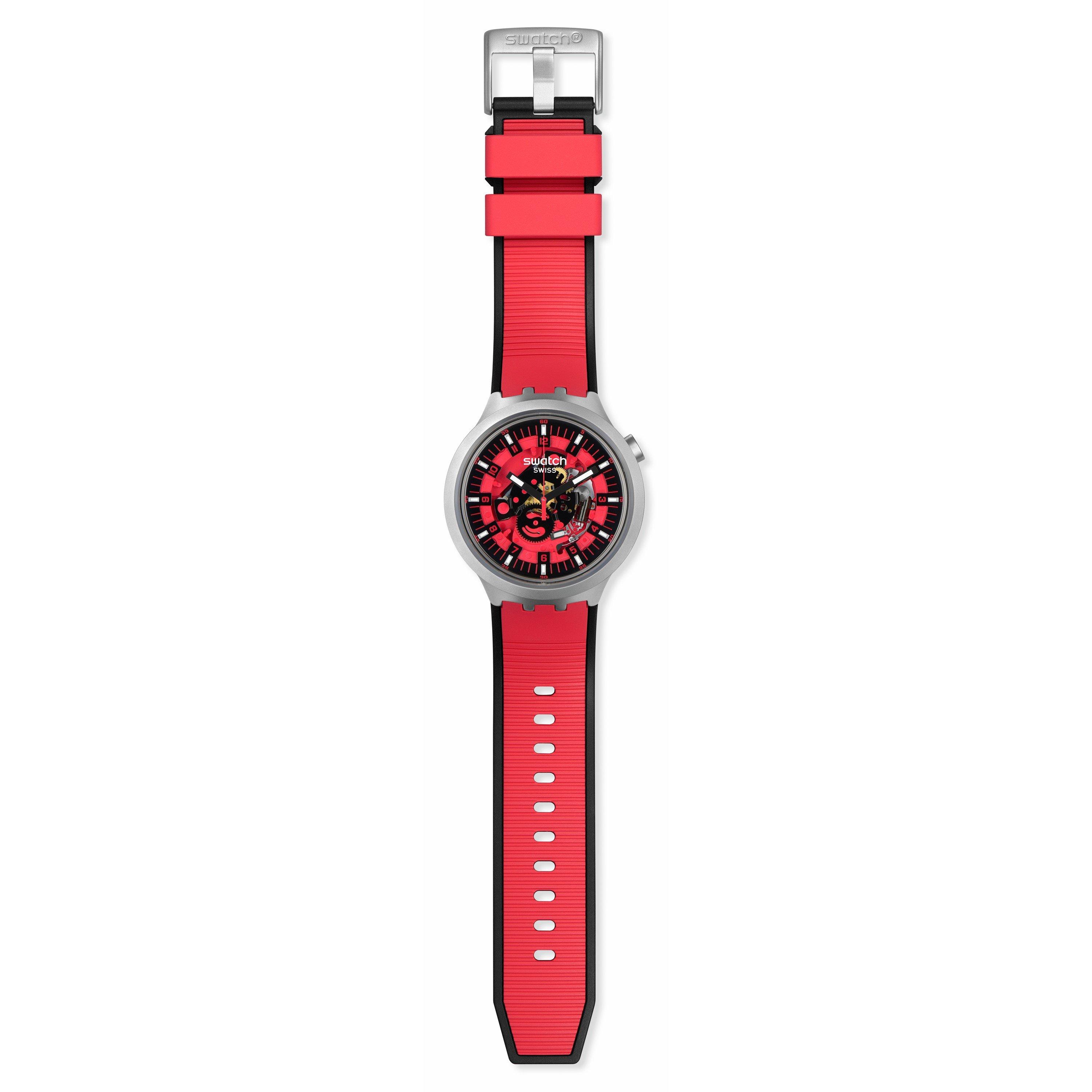 Red/Silver - Swatch - Men's Red Juicy Analogue Quartz Watch - 3