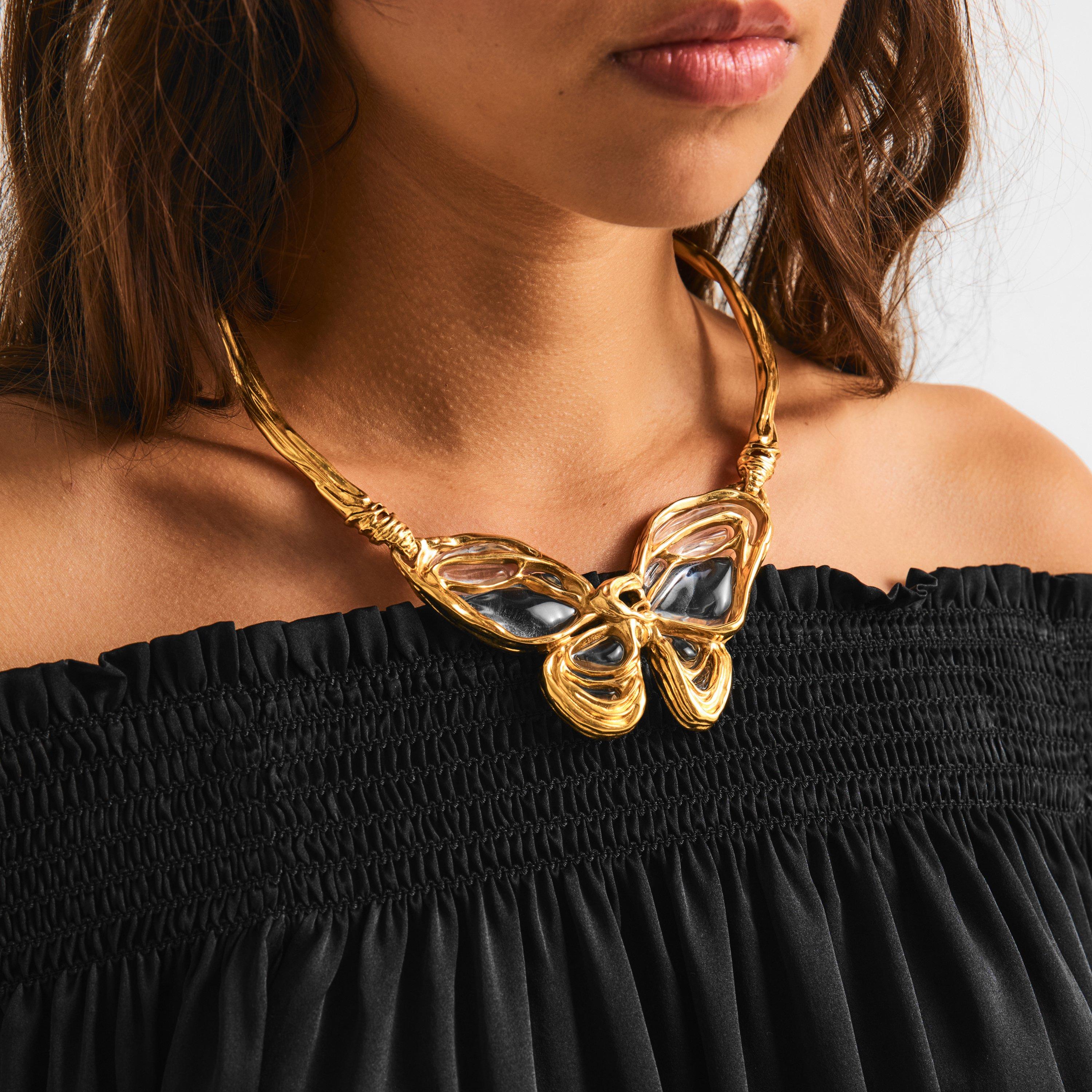 Gold/Transp - Chloe - Women's JN20 Statement Necklace - 3
