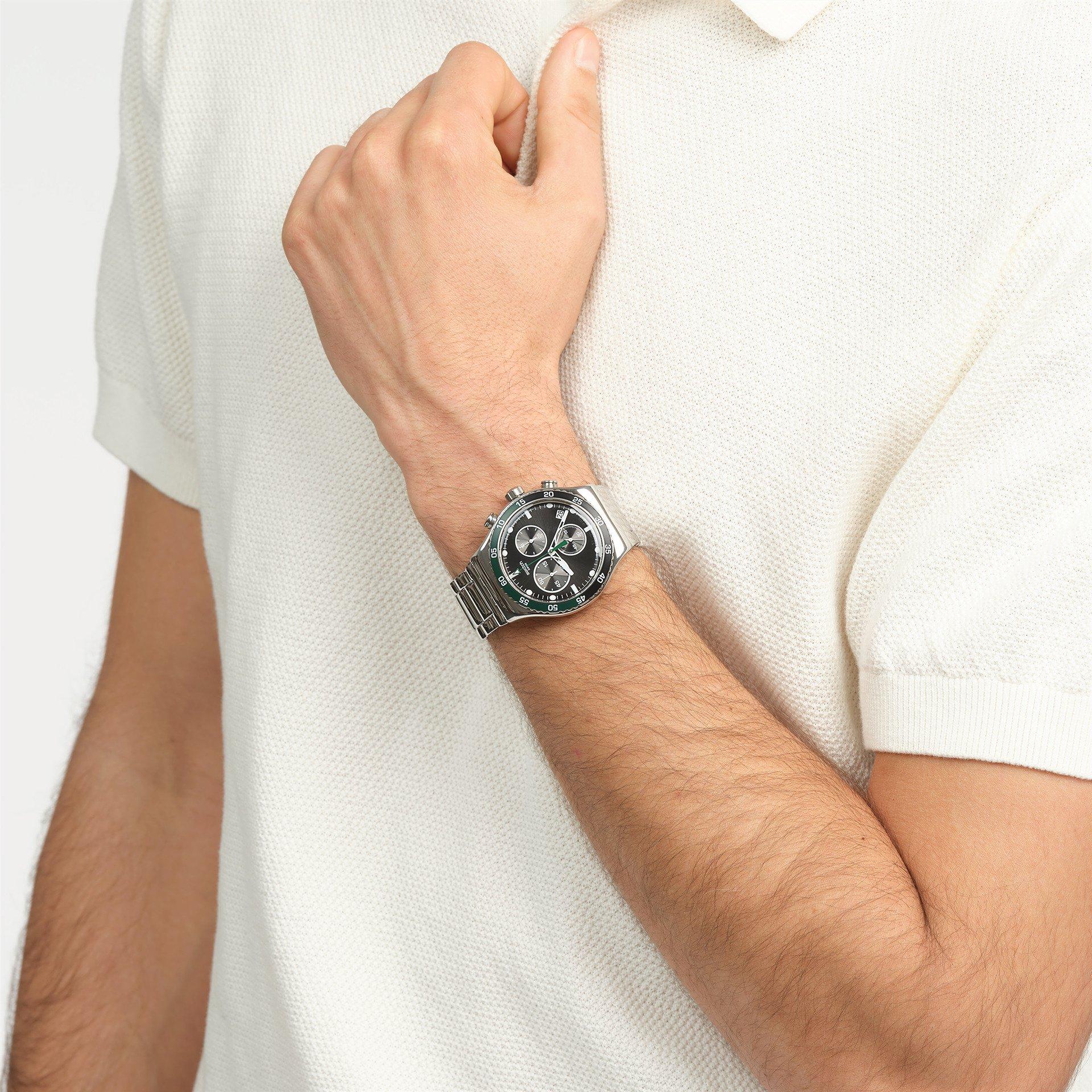 Grey/Silver - Swatch - Men's Dark Green Irony Analogue Quartz Watch - 2