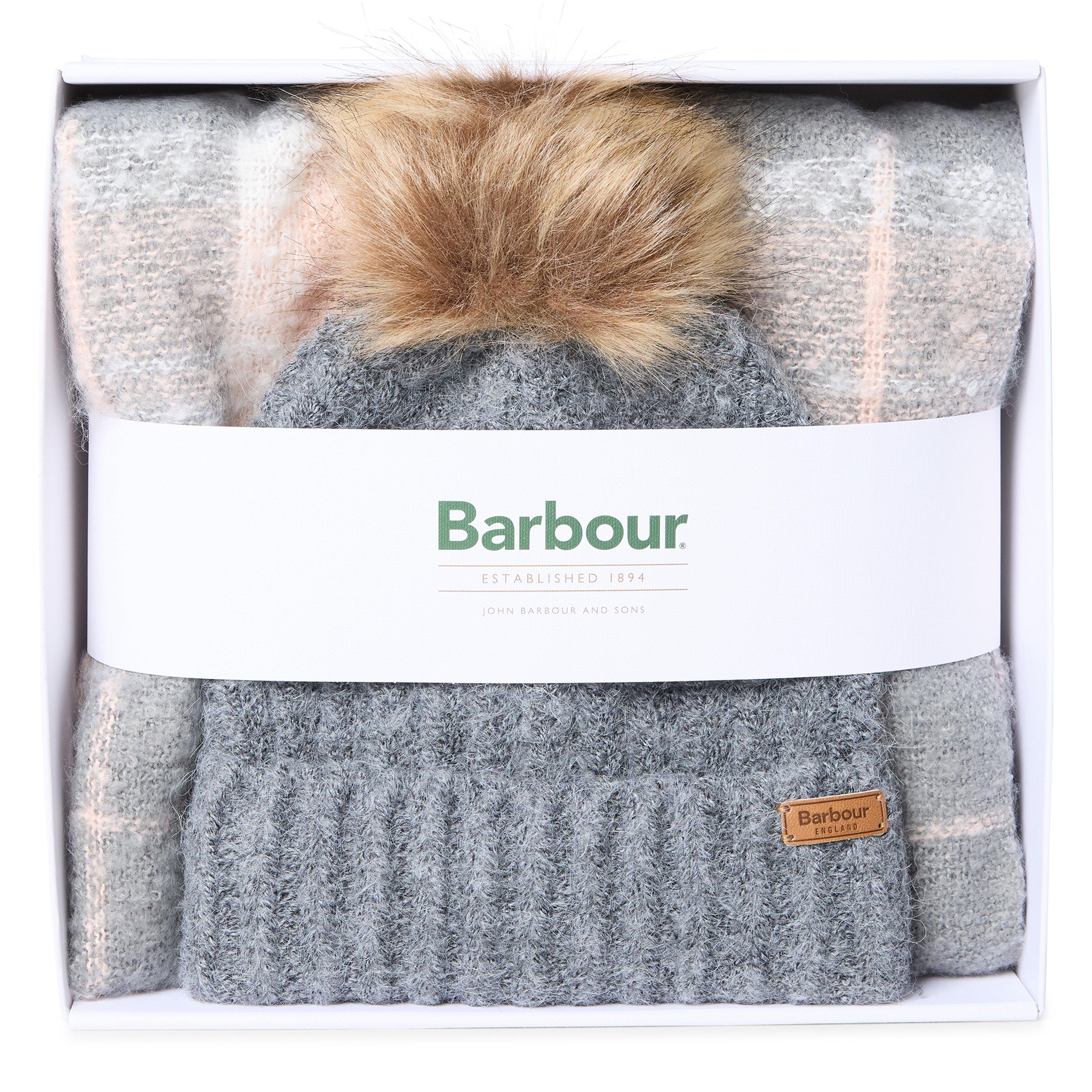 Barbour Saltburn Beanie & Tartan Scarf Gift Set