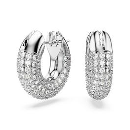 Swarovski Dextera hoop earrings, Small, White, Rhodium plated