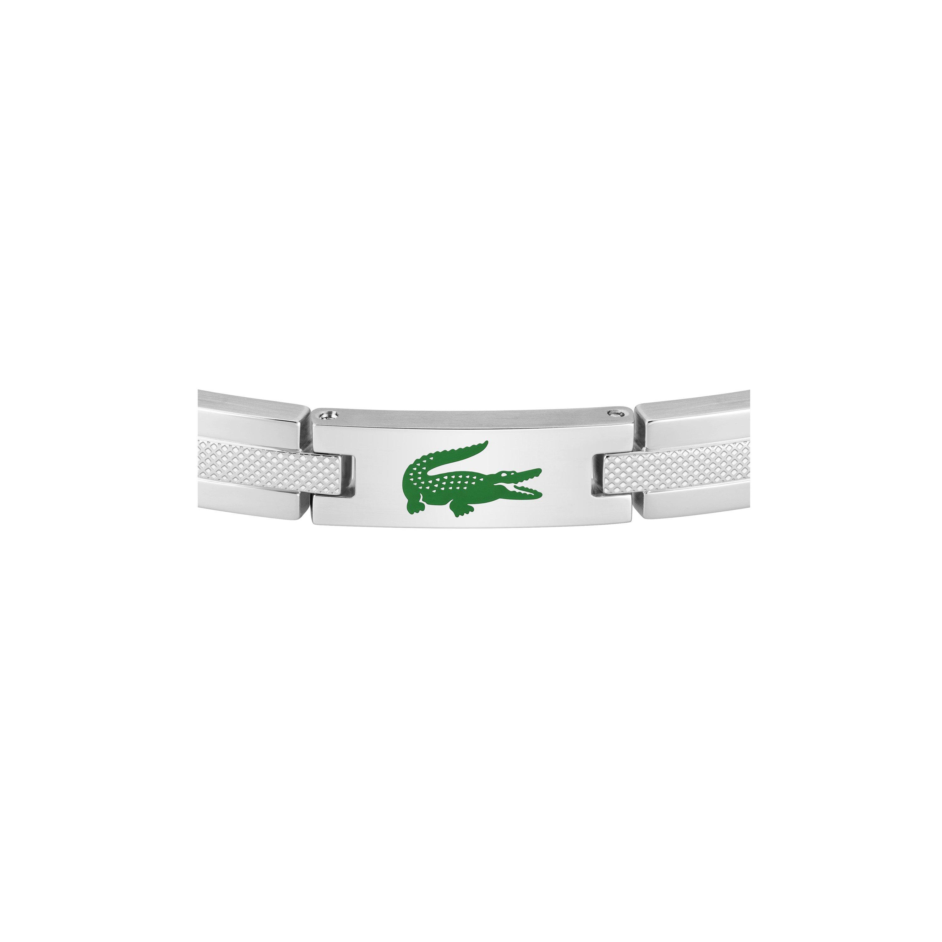 Stainless Steel - Lacoste - Lacoste Mens Stencil Gold IP and Green Enamel Crocodile Bracelet - 4