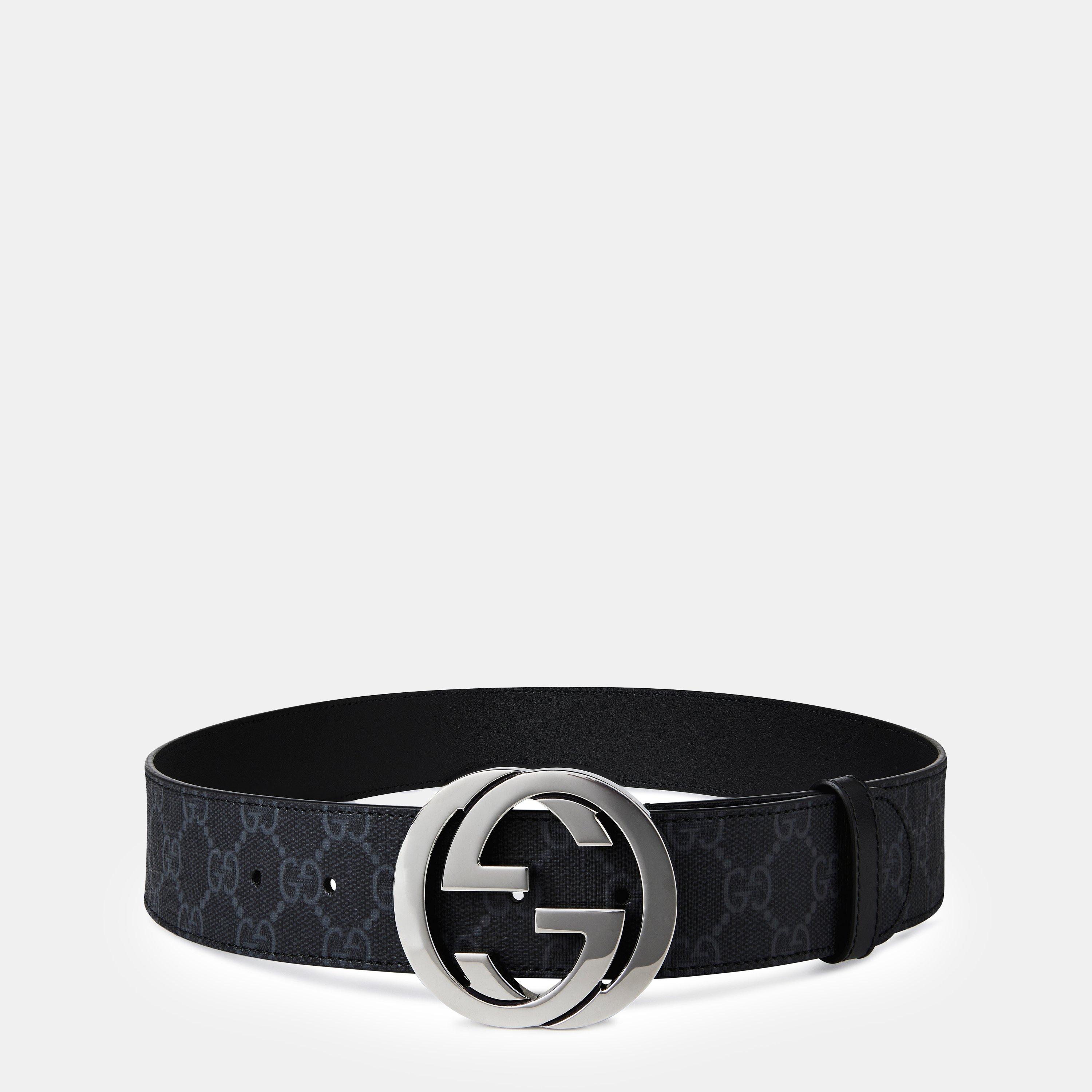 Gucci Men's Logo Canvas GG Supreme Belt - Black 8449 - Size 90