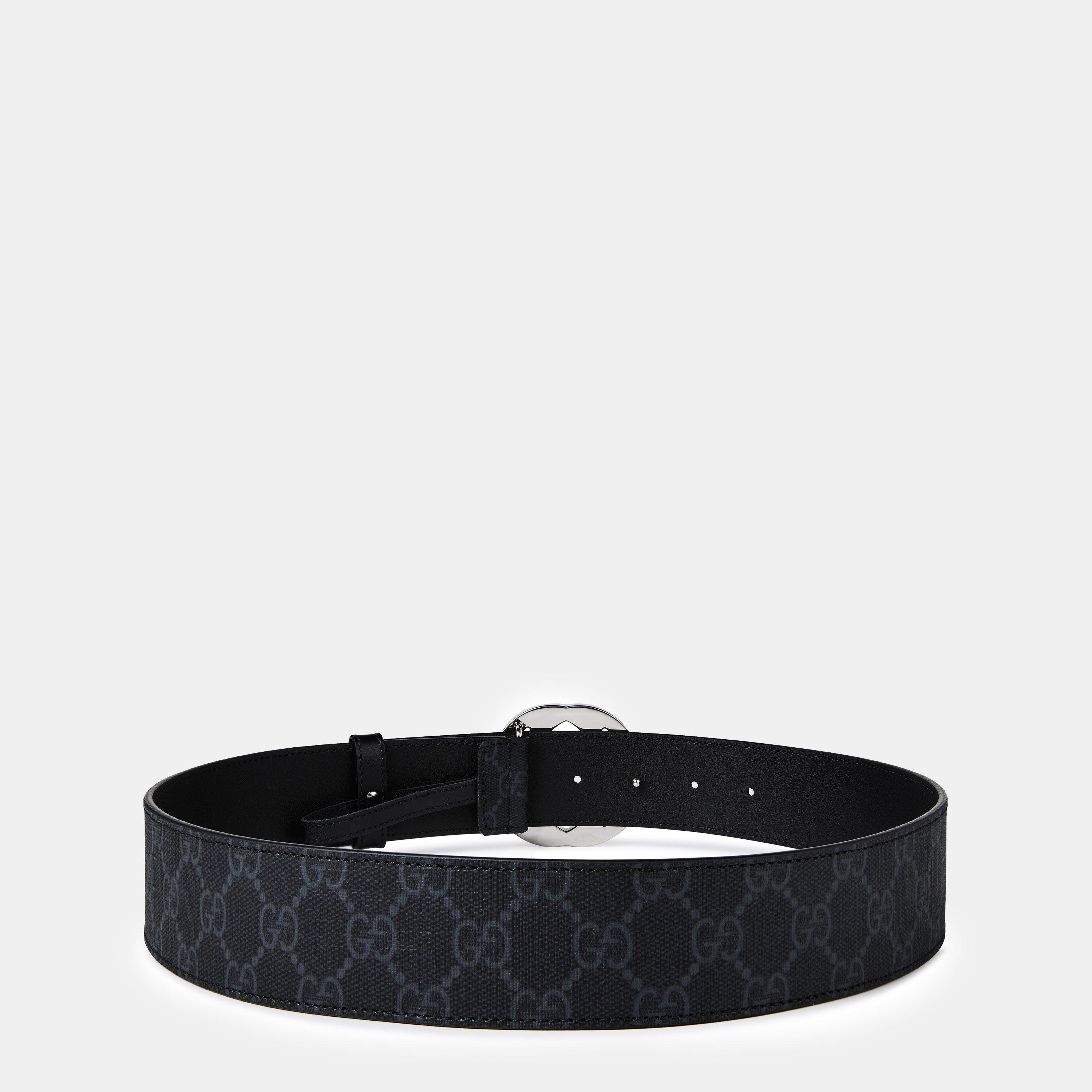 Black 8449 - Gucci - Men's Logo Canvas GG Supreme Belt - 2