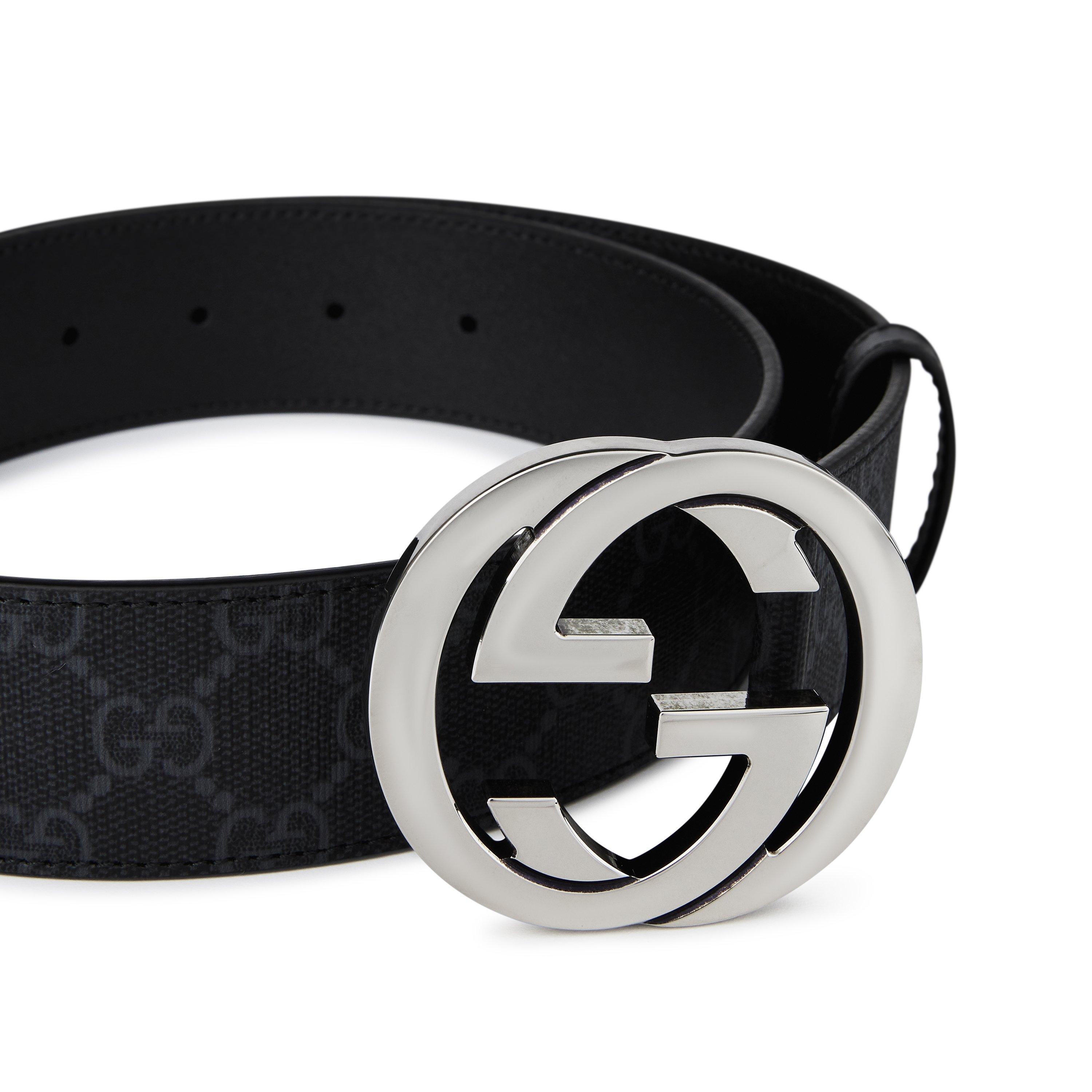 Black 8449 - Gucci - Men's Logo Canvas GG Supreme Belt - 7