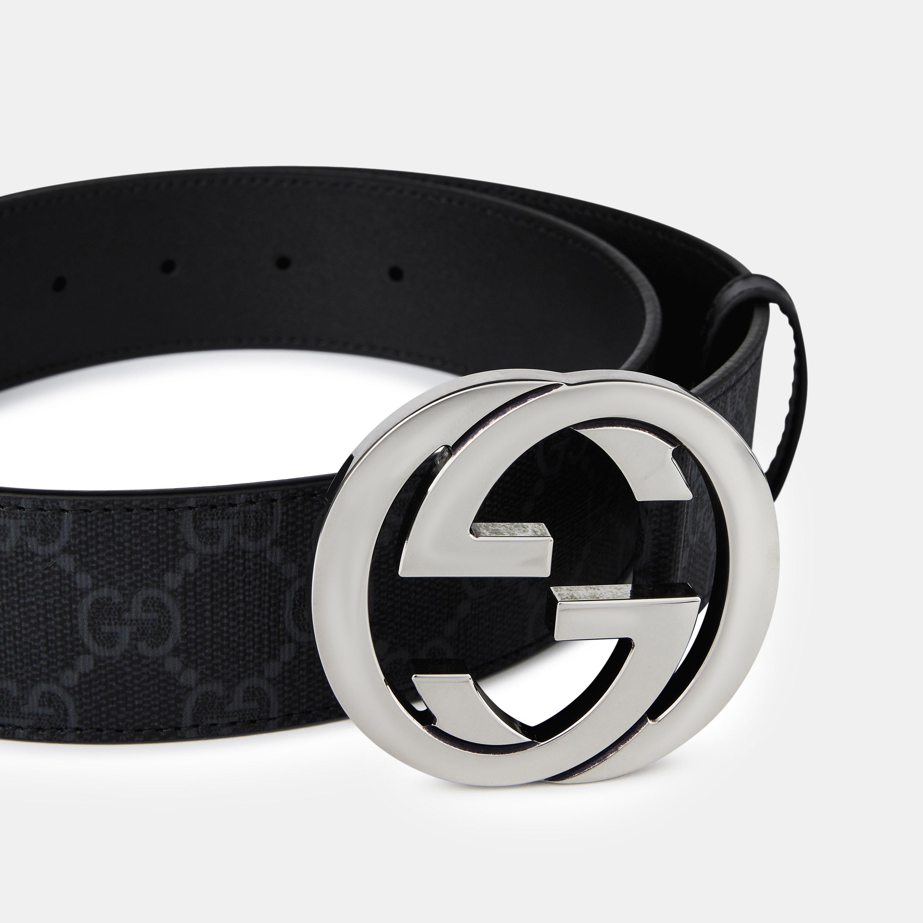 Black 8449 - Gucci - Men's Logo Canvas GG Supreme Belt - 4