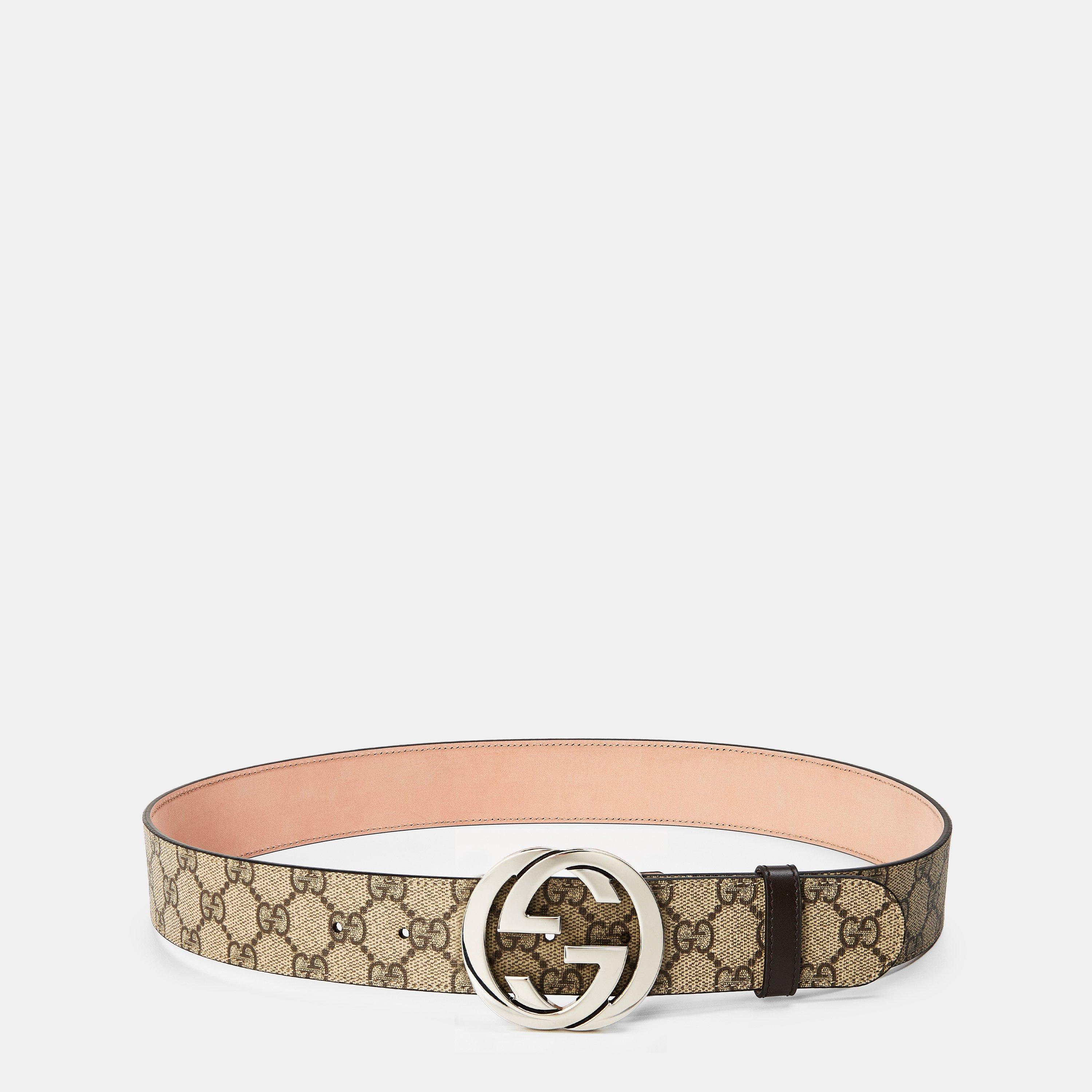 Beige 9643 - Gucci - Men's Logo Canvas GG Supreme Belt - 1