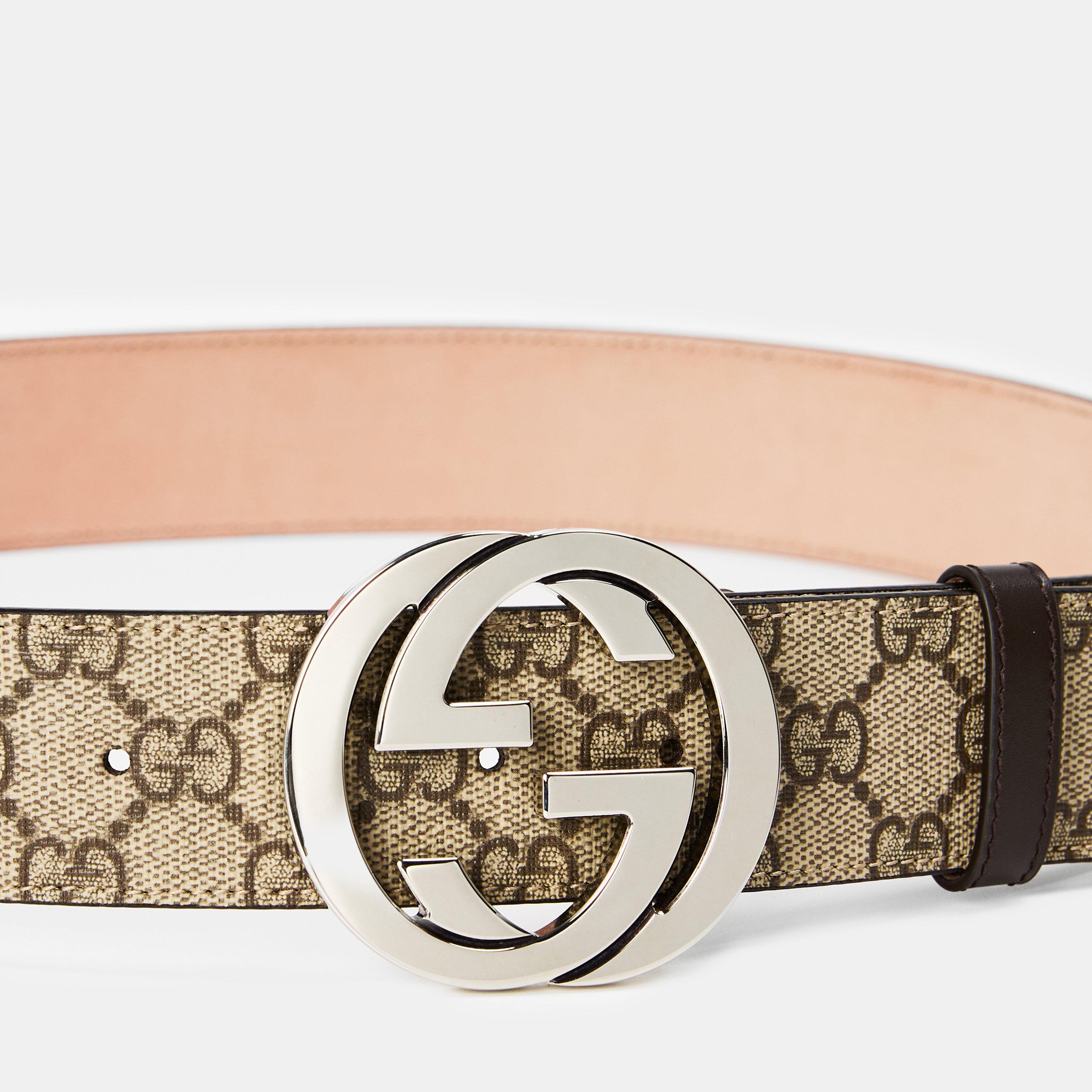 Gucci Men's Logo Canvas GG Supreme Belt Leather Belt Cruise