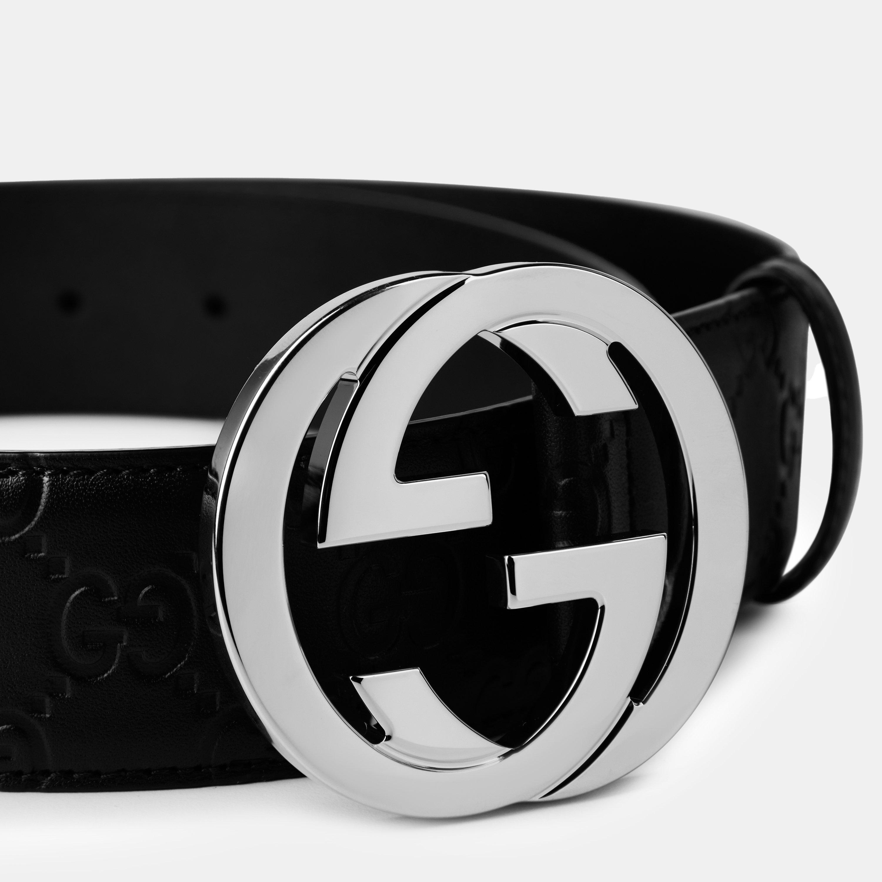 Black 1000 - Gucci - Men's Logo Leather GG Interlocked Embossed Belt - 4