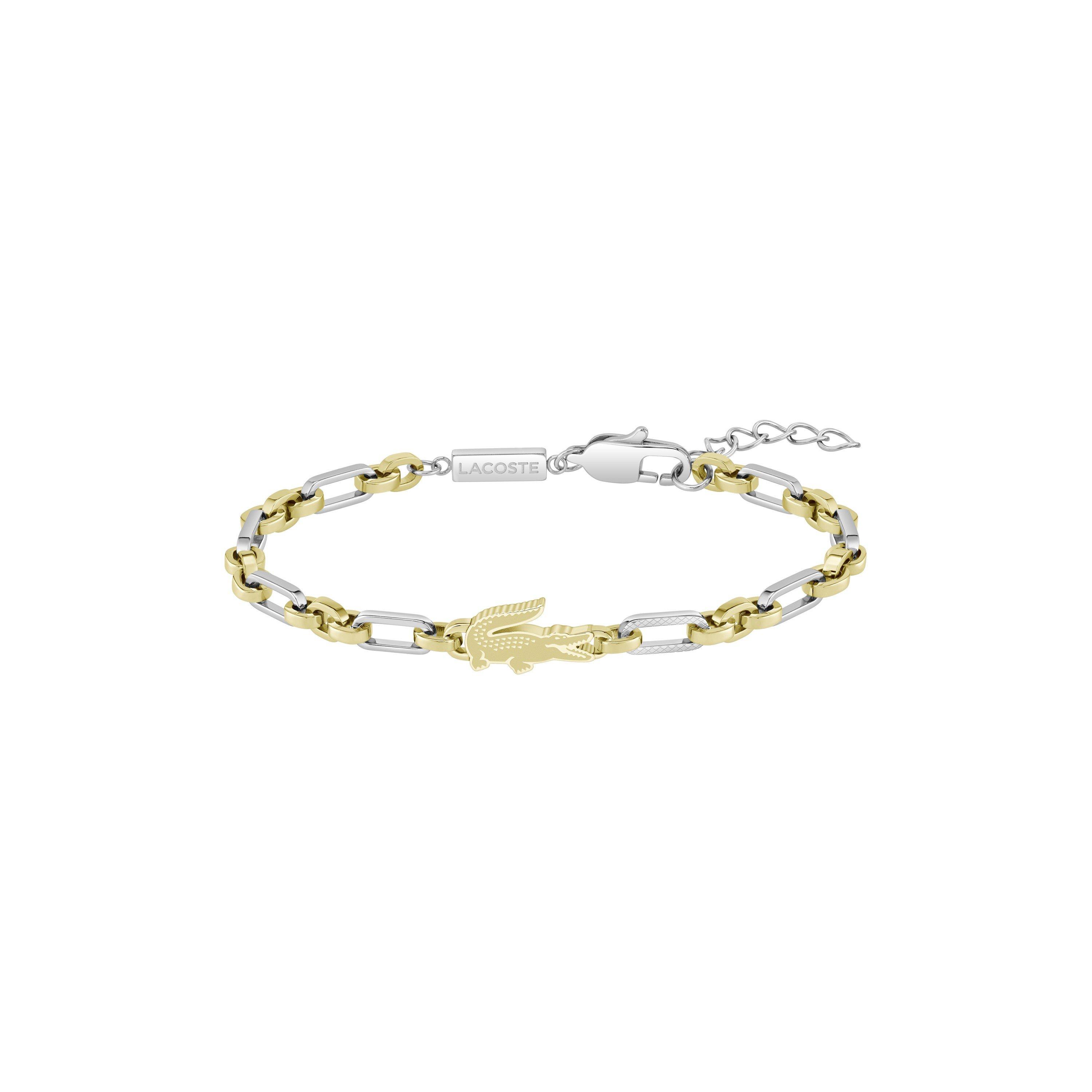 Gold Plated - Lacoste - Lacoste Mens Arthor Stainless Steel and Green Enamel Crocodile Bracelet - 1