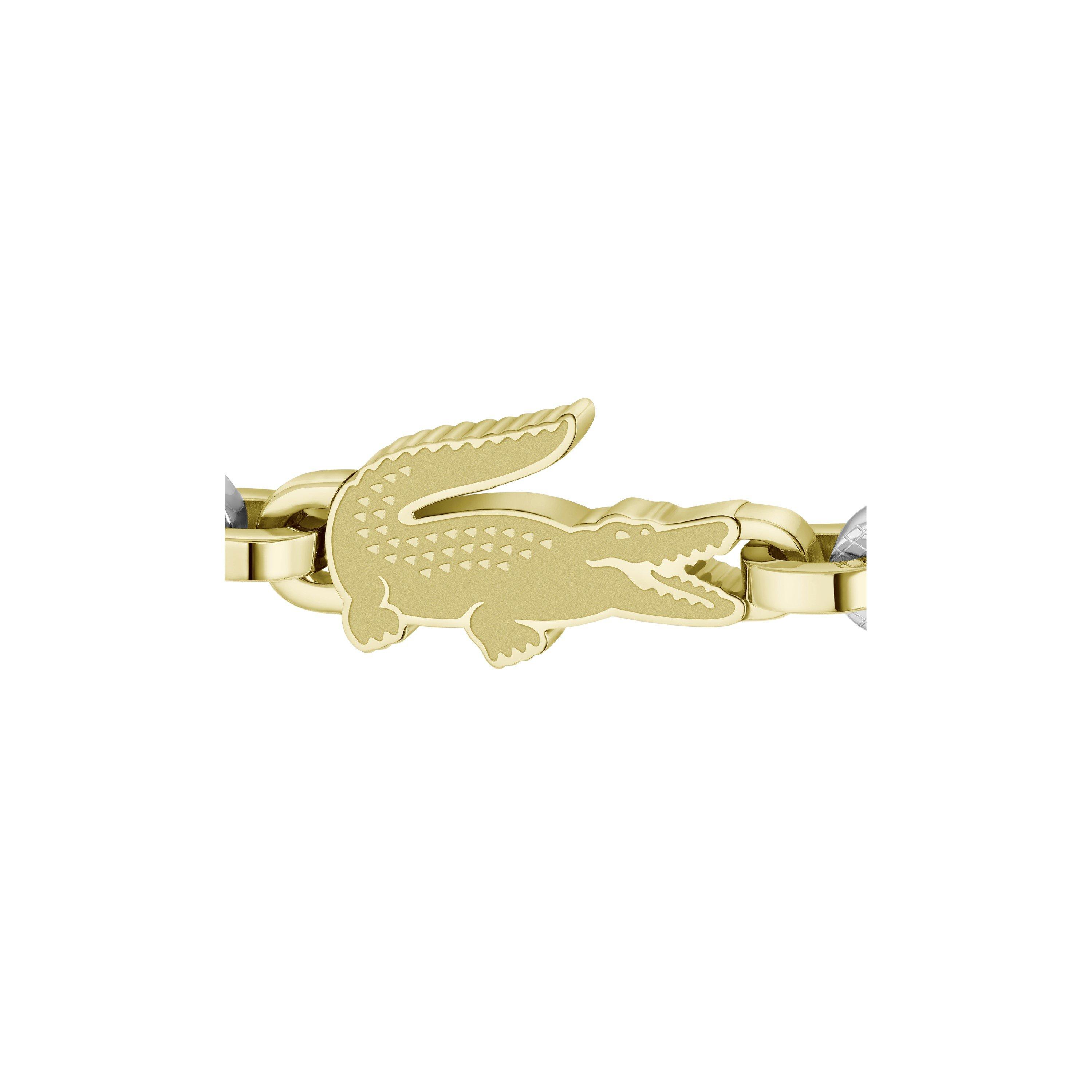 Gold Plated - Lacoste - Lacoste Mens Arthor Stainless Steel and Green Enamel Crocodile Bracelet - 4