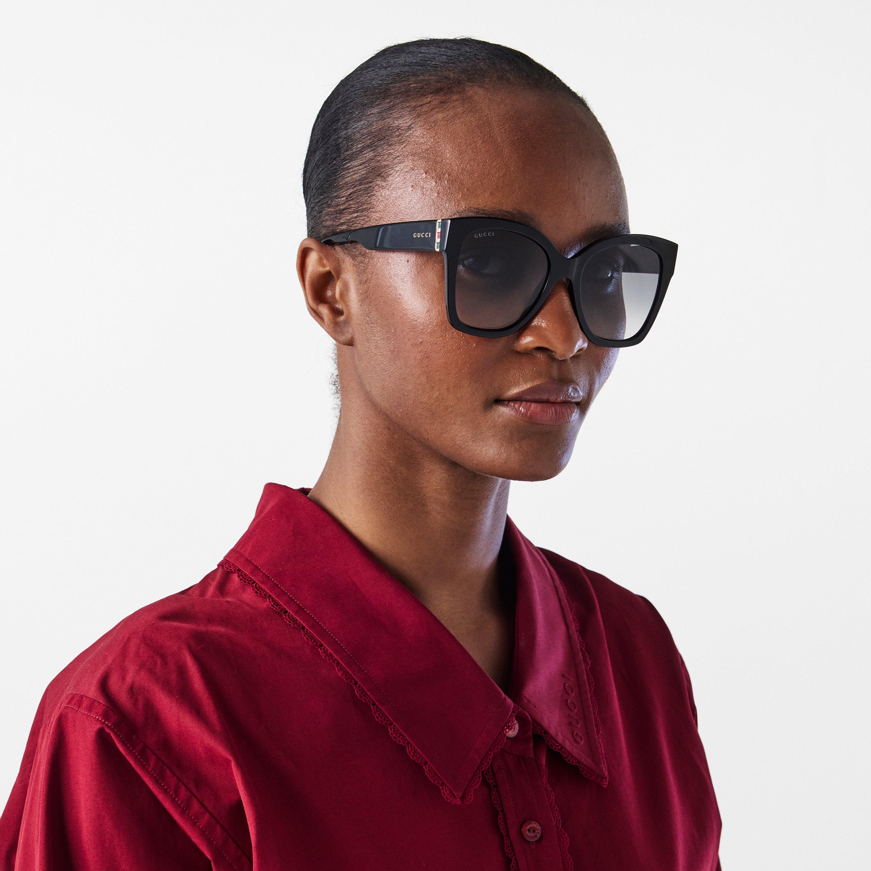 Black 001 - Gucci - Women's Square Graduated Sunglasses - 3