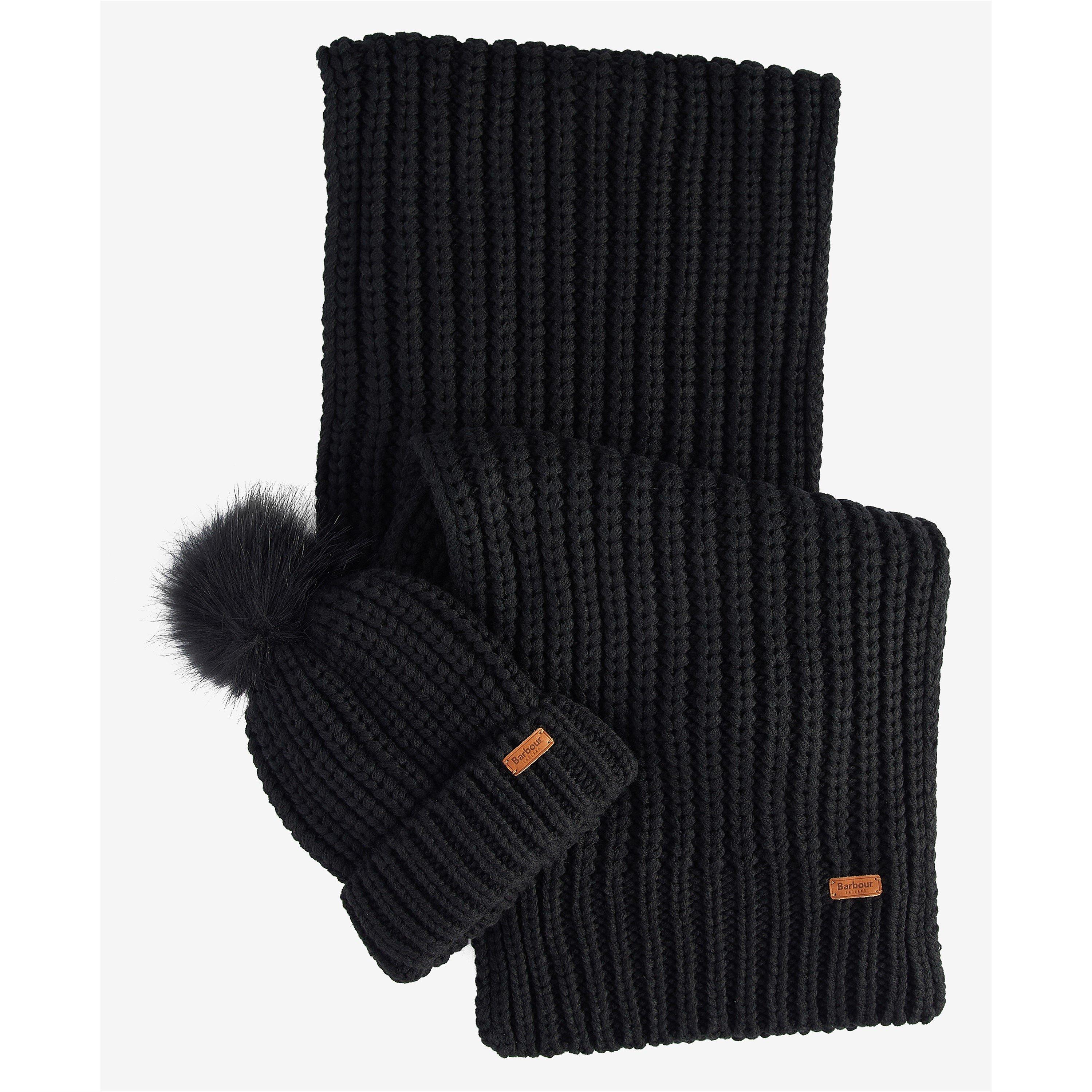 Black - Barbour - Saltburn Beanie & Scarf Gift Set - 1