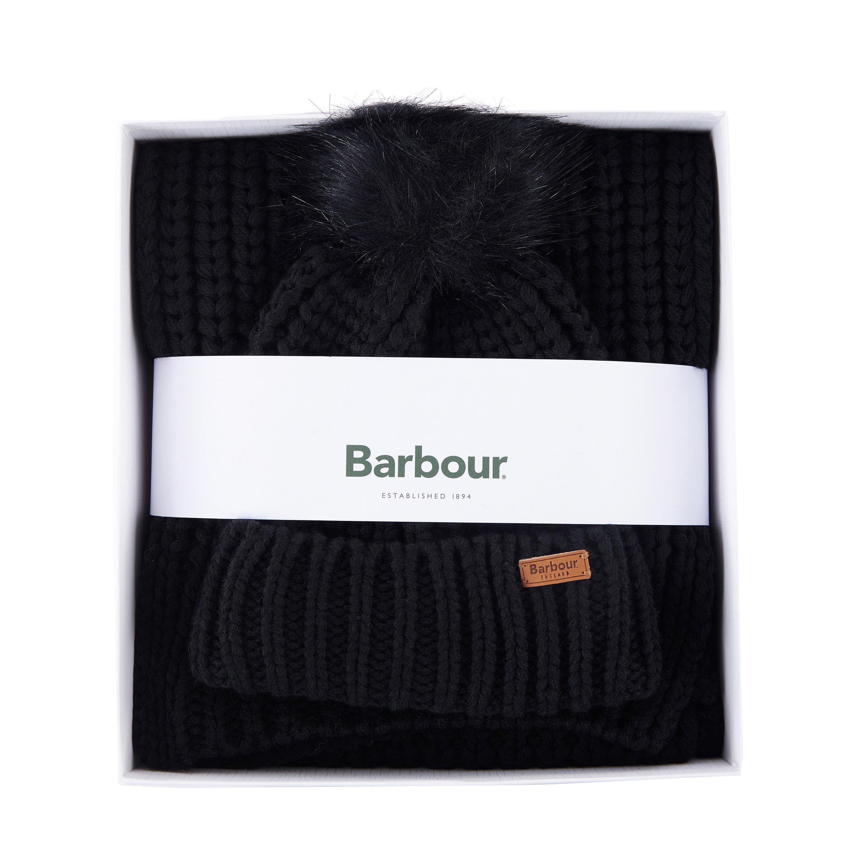 Black - Barbour - Saltburn Beanie & Scarf Gift Set - 3