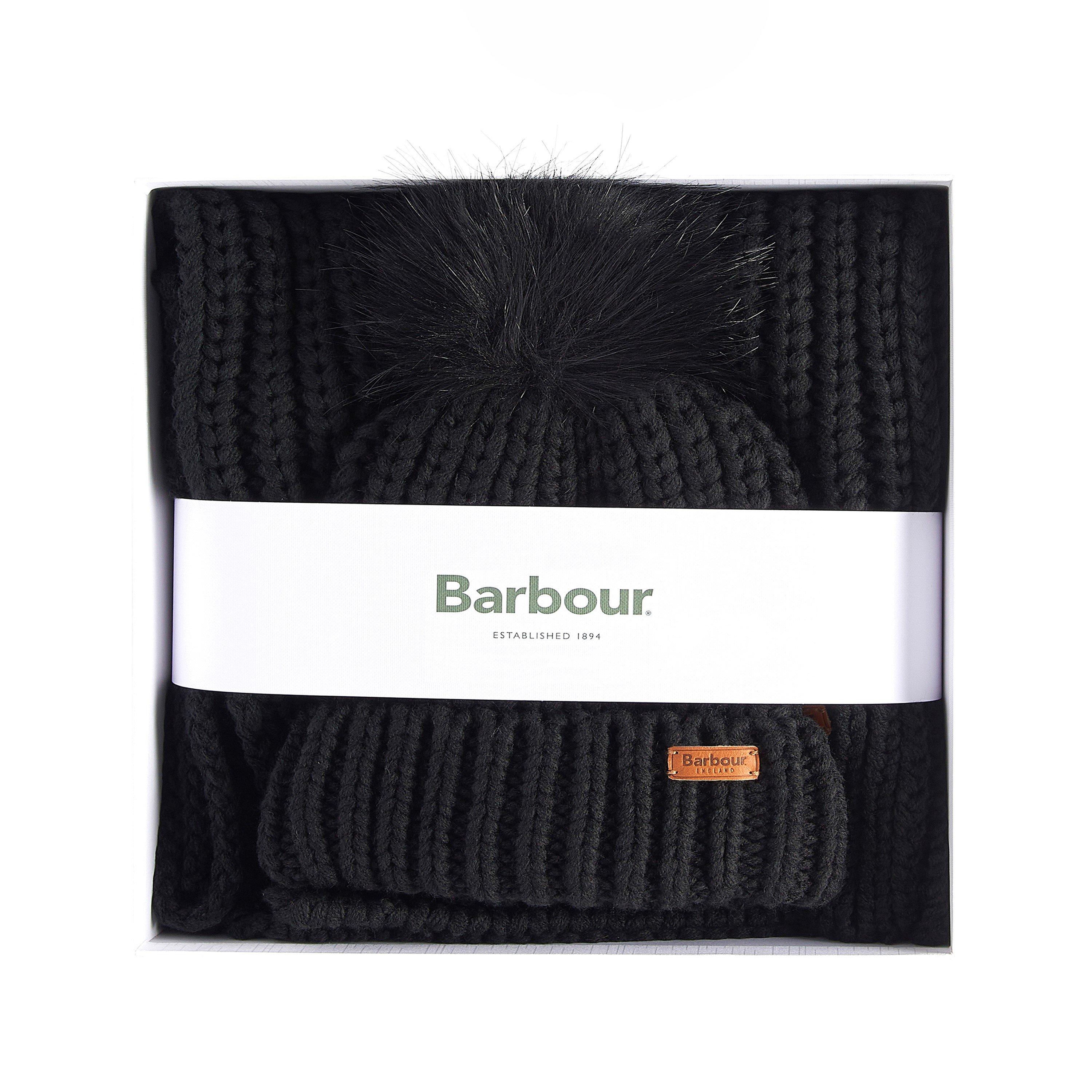 Black - Barbour - Saltburn Beanie & Scarf Gift Set - 3